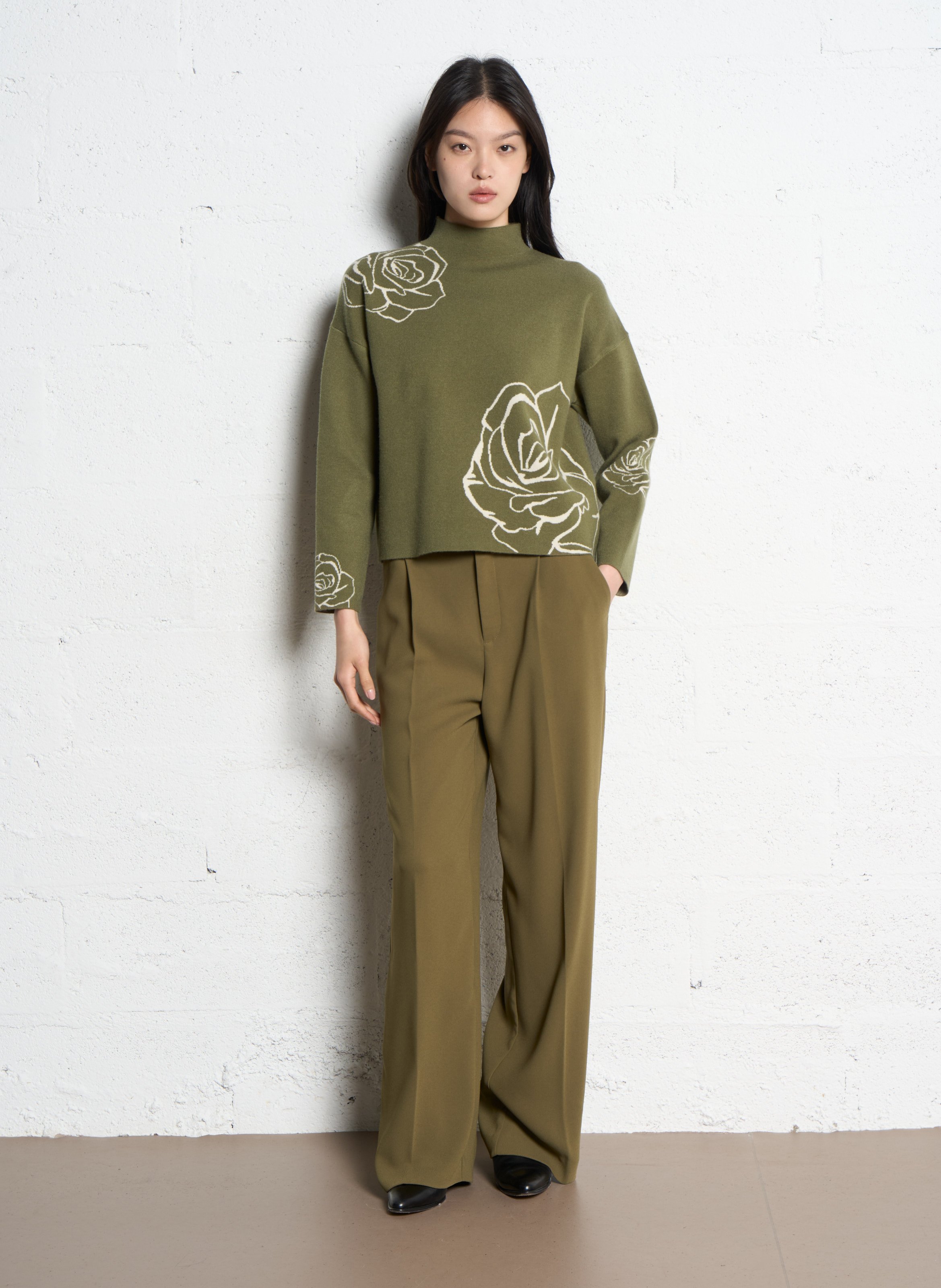 Pull court col montant à motifs IKKS Vert