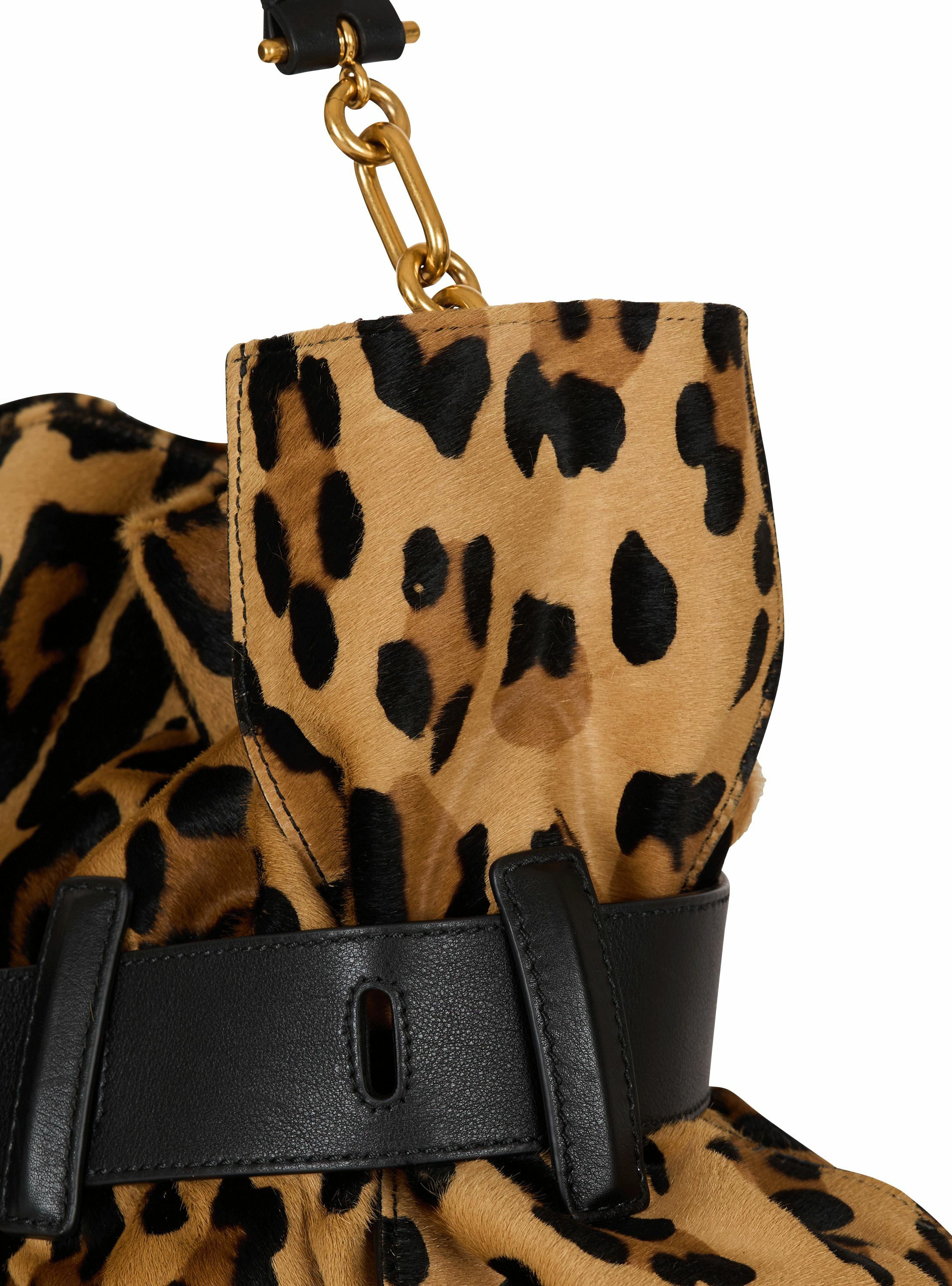 Sac anthem medium façon pony léopard BALMAIN Marron