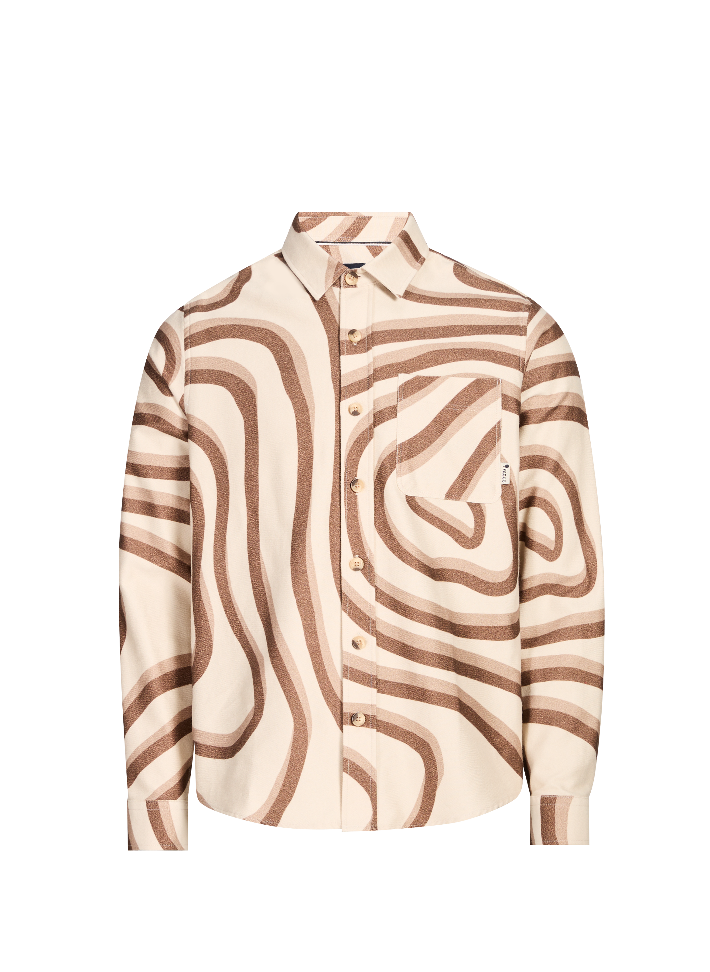 Thick cotton shirt with patterns FAGUO Beige