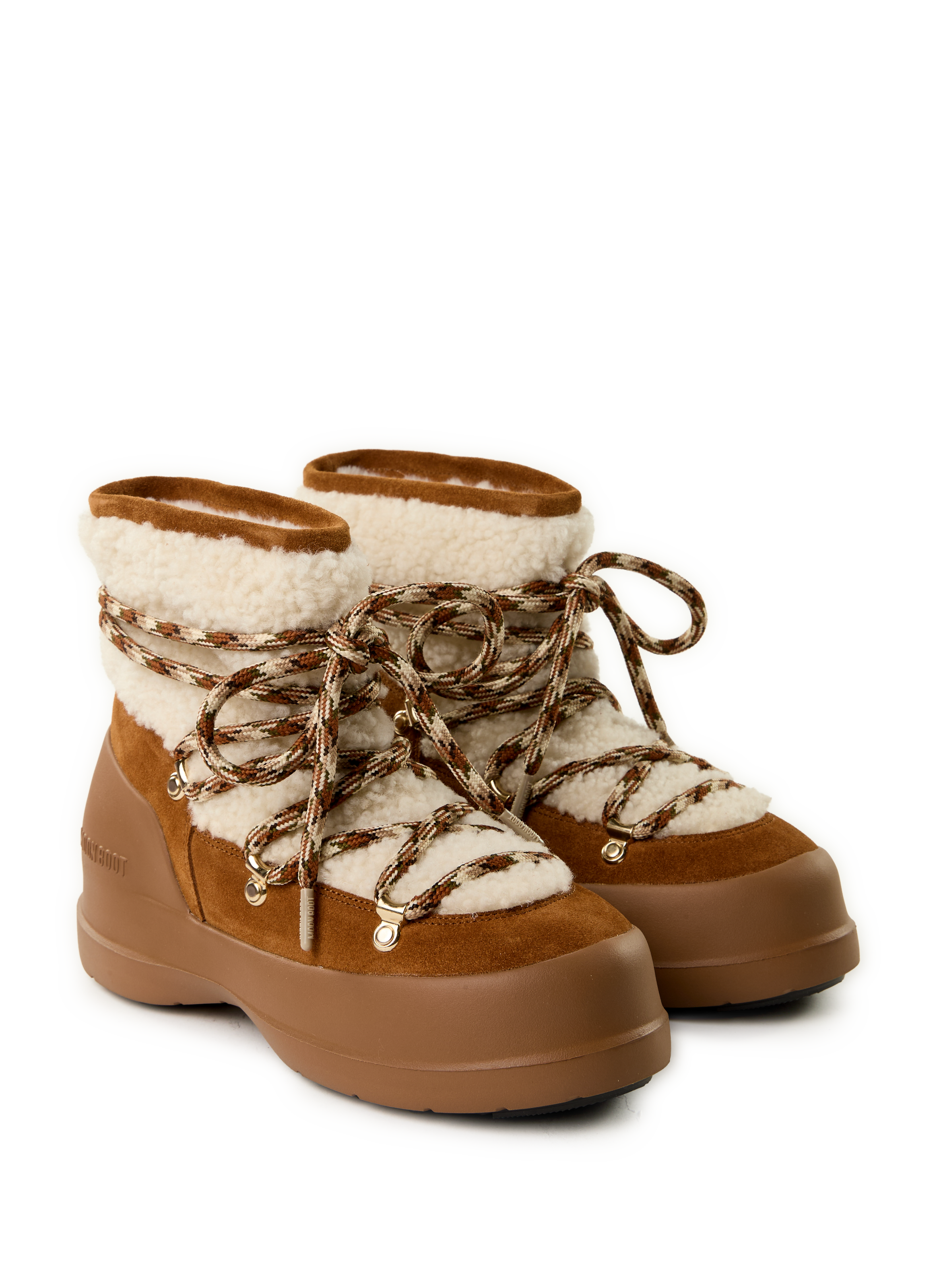 Shearling and leather ankle boots MOON BOOT Brown