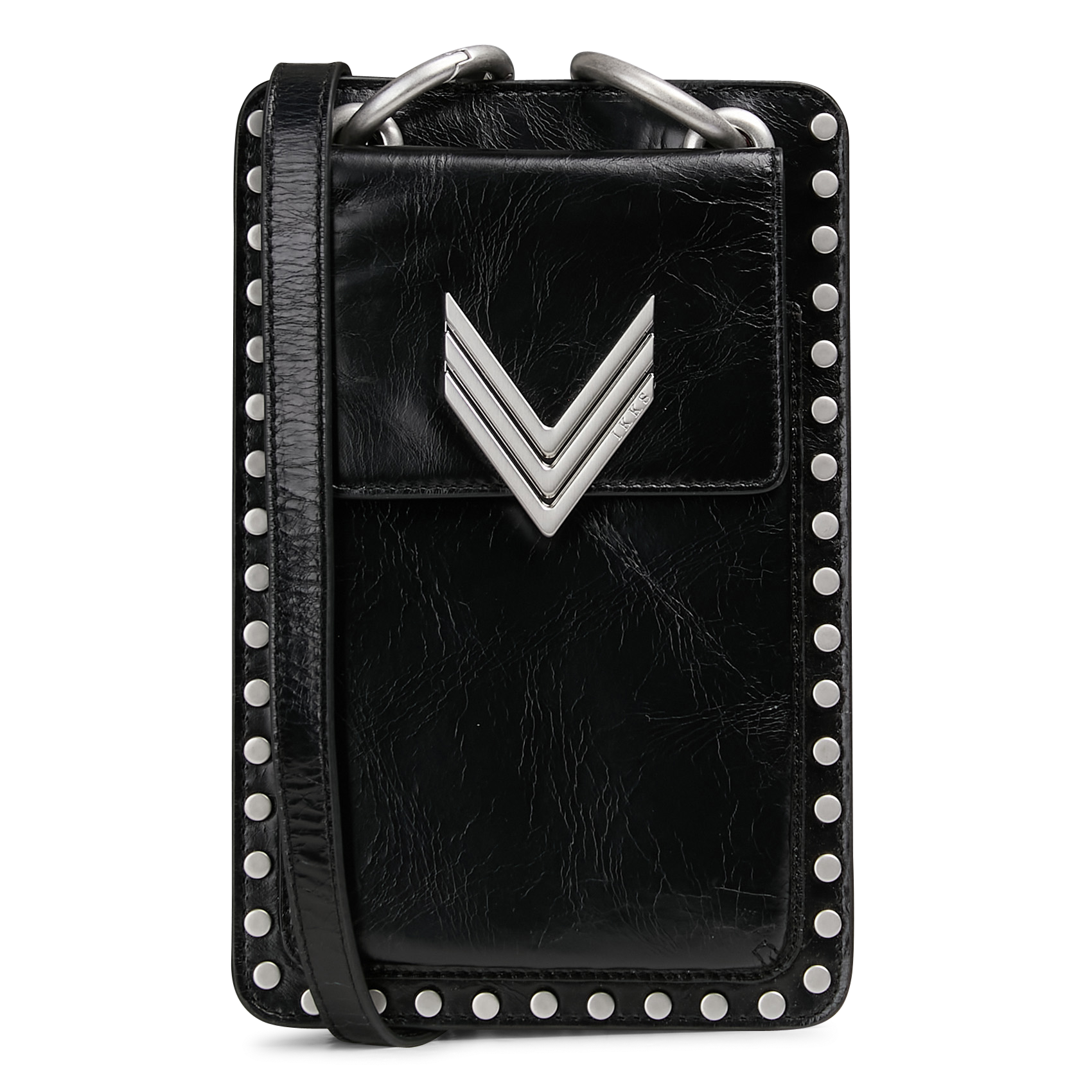 Sac bandoulière pour téléphone en cuir 111 phone bag IKKS Noir