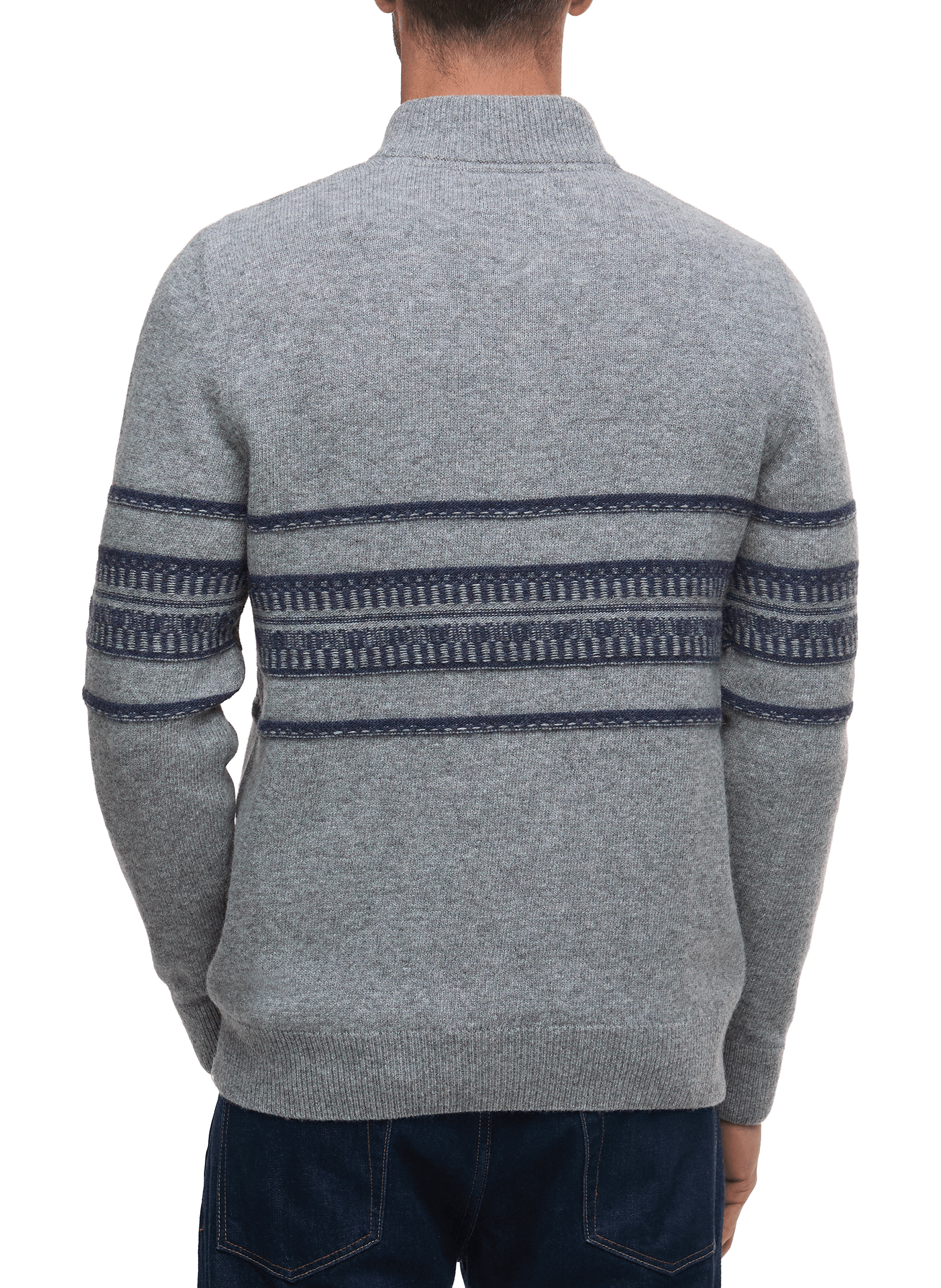 PUll col montant zippé en coton BARBOUR Gris