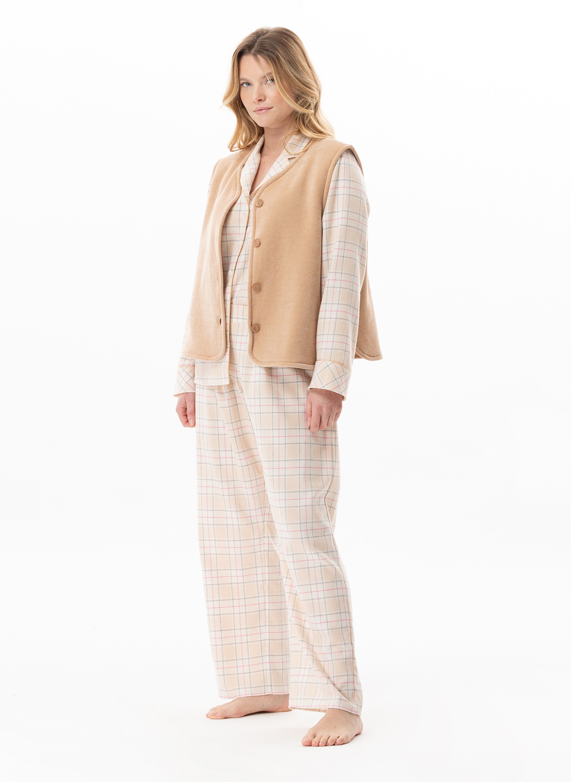 Gilet en peluche flanelle montauk 130 LE CHAT Beige