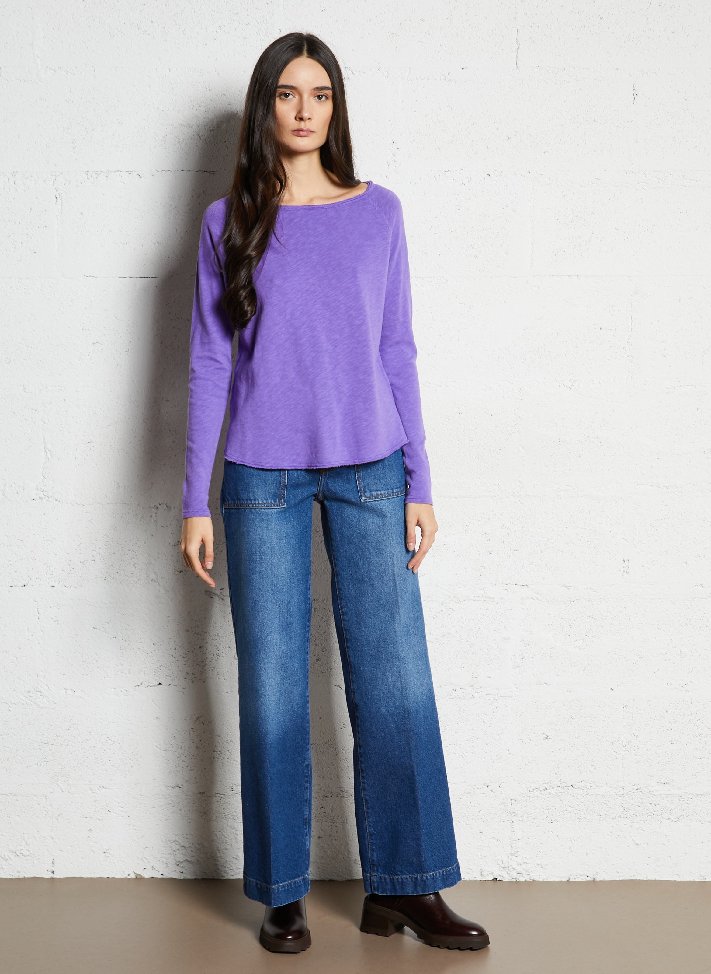 Tee-shirt col rond en coton sonoma Violet