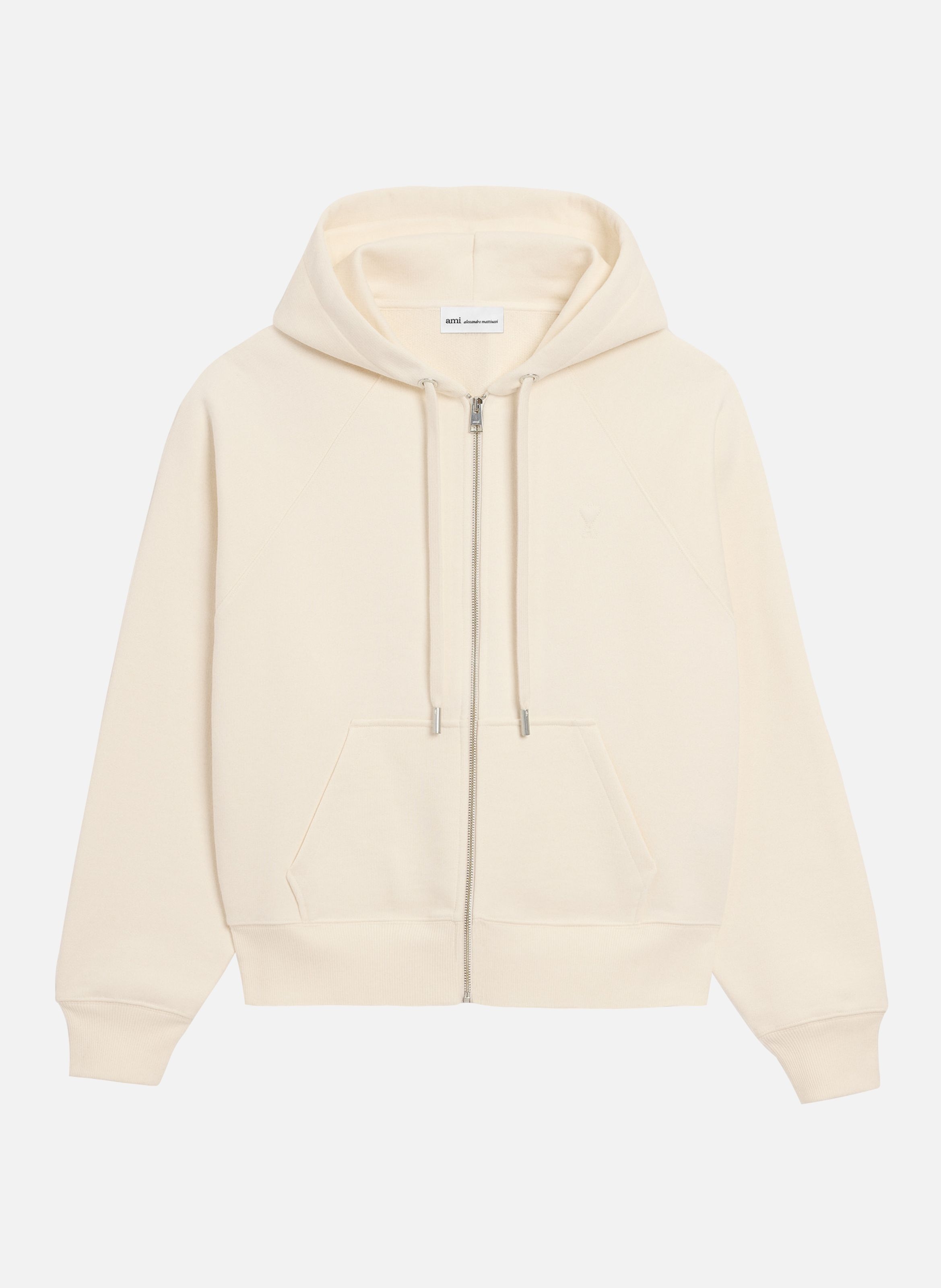 Hoodie Zippé Ami De Coeur En Coton unisexe AMI PARIS Blanc