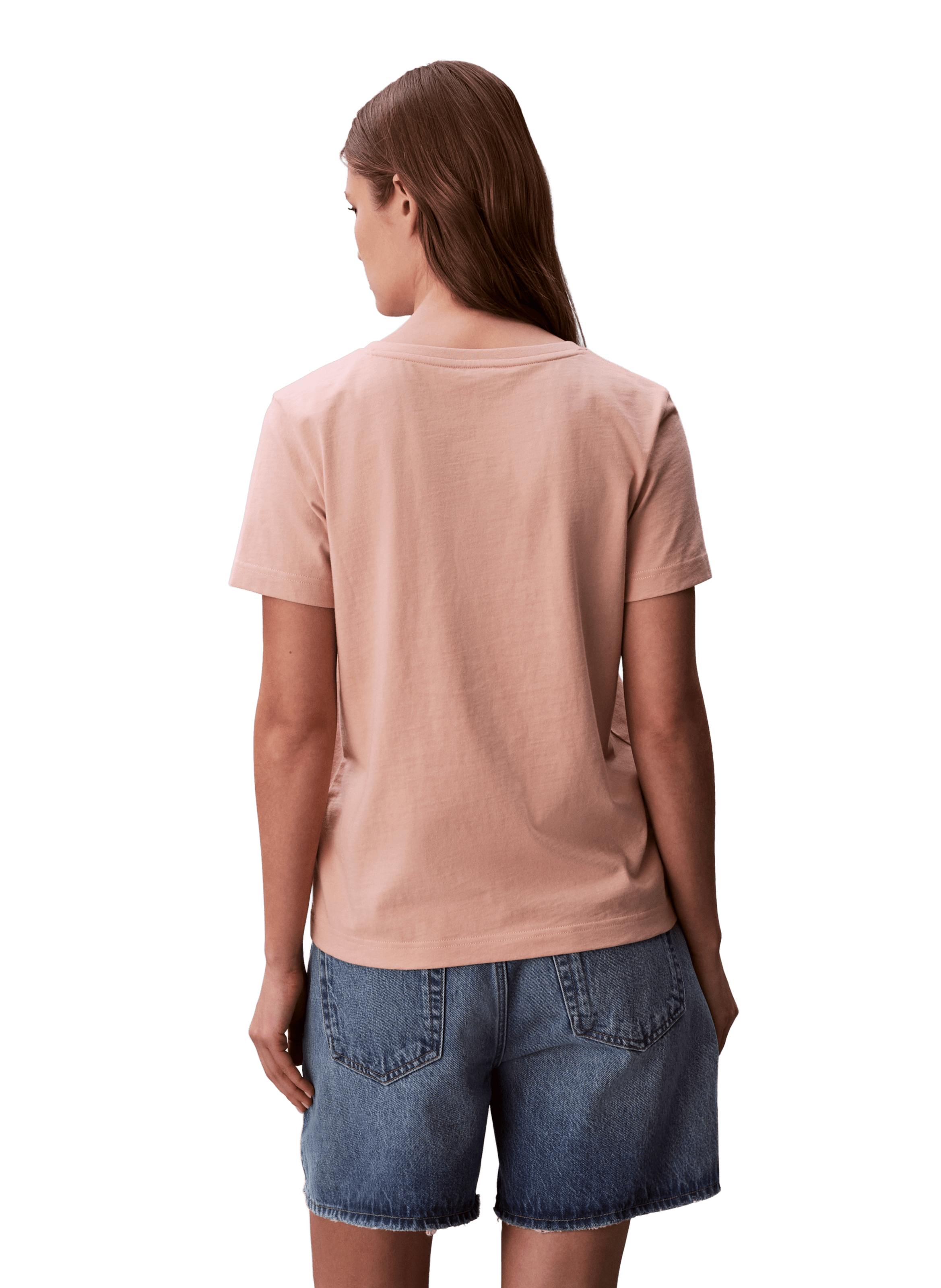 Straight V-neck cotton t-shirt CALVIN KLEIN Pink