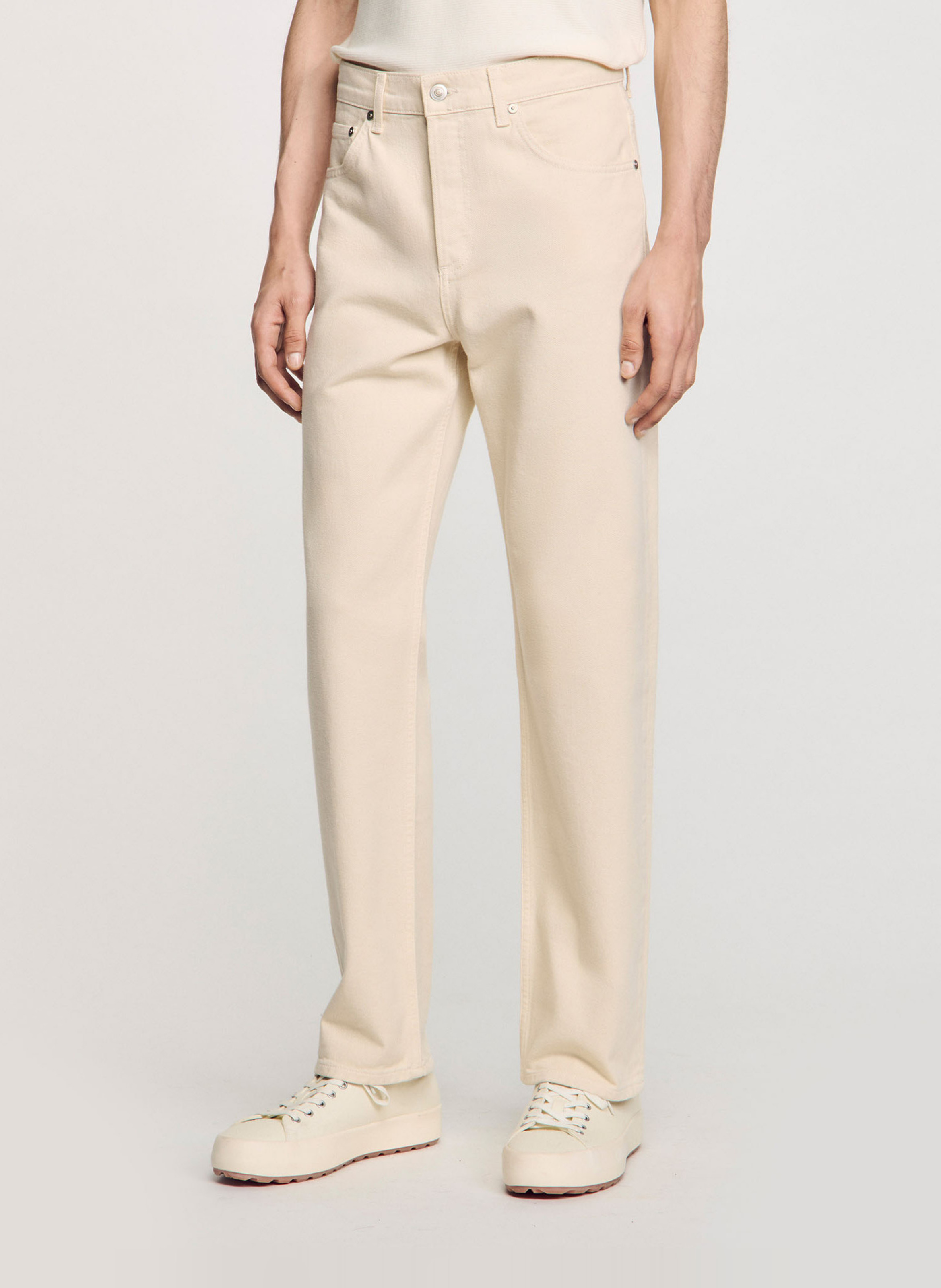 Jean droit en coton SANDRO Beige