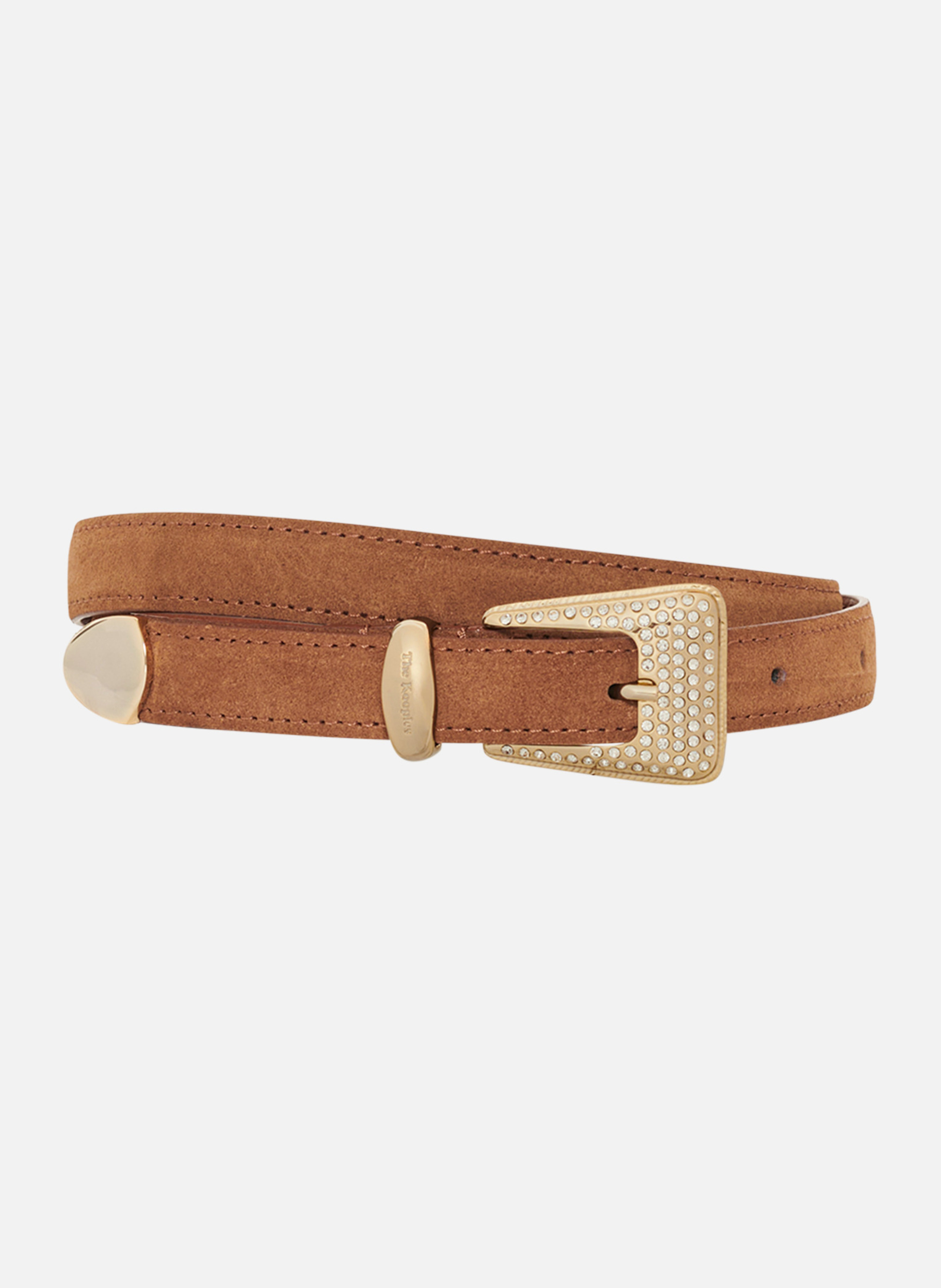 Ceinture boucle western à strass dorée en suede THE KOOPLES Marron
