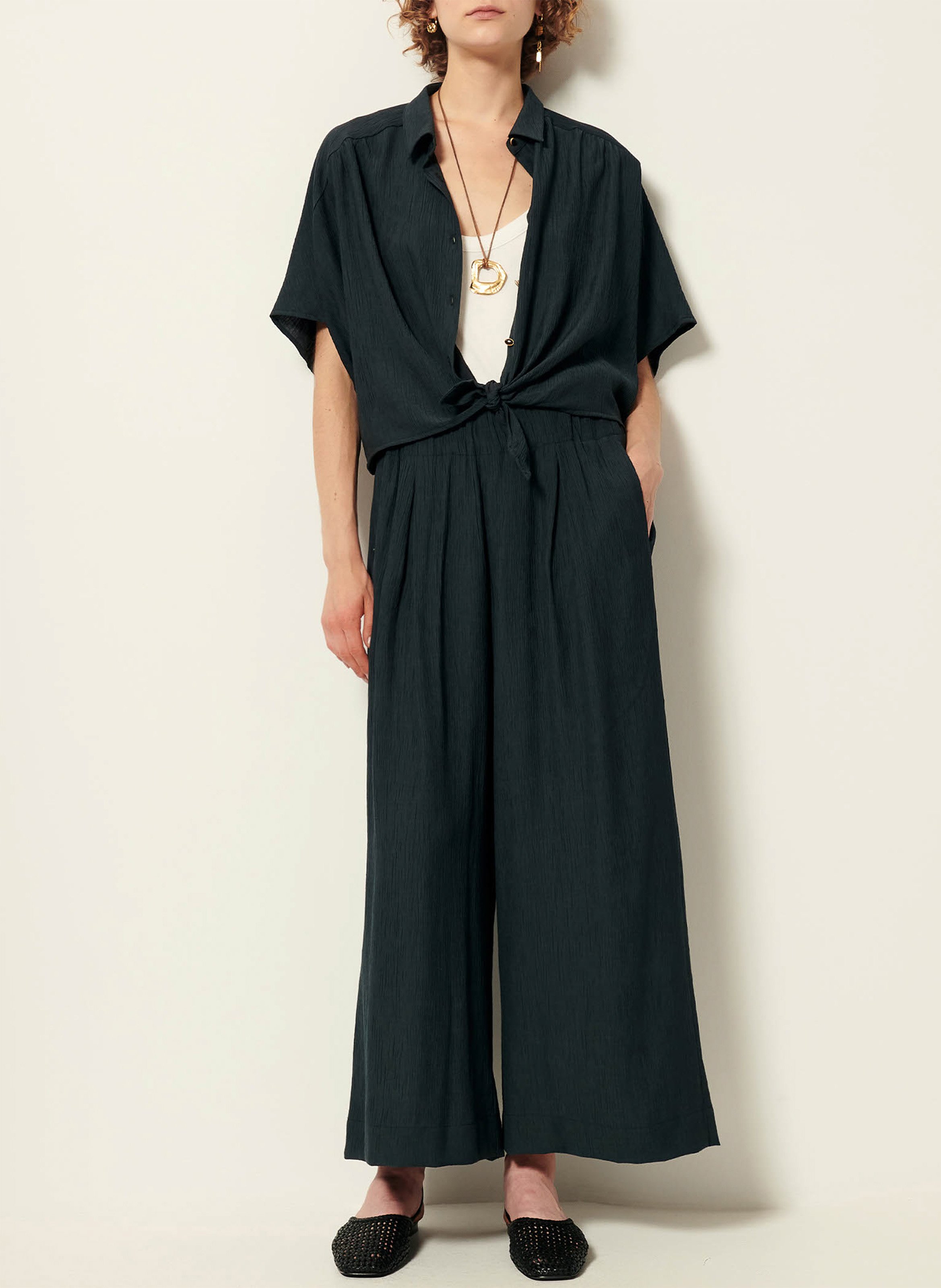 Pantalon large 7/8ème en linon antique isla minima SESSUN Vert