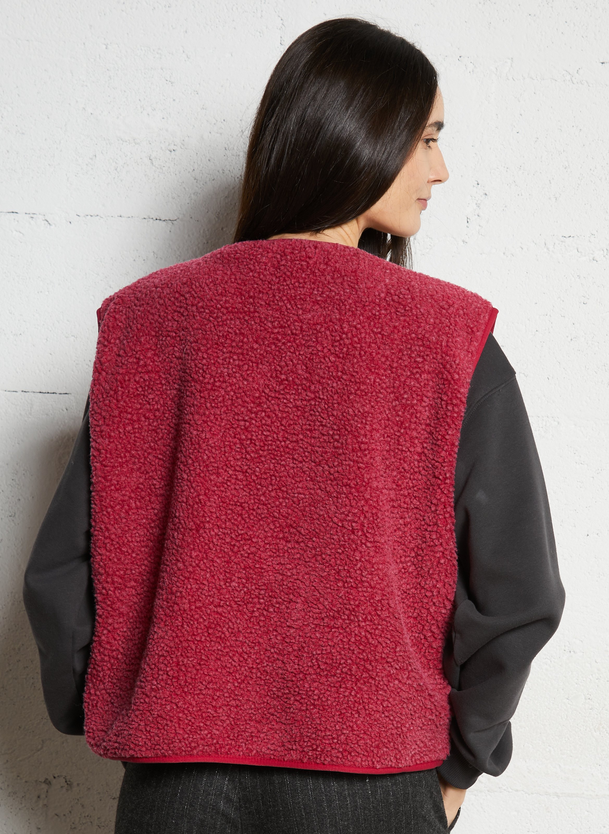 Gilet col rond molletonné sans manches hoktown AMERICAN VINTAGE Rouge