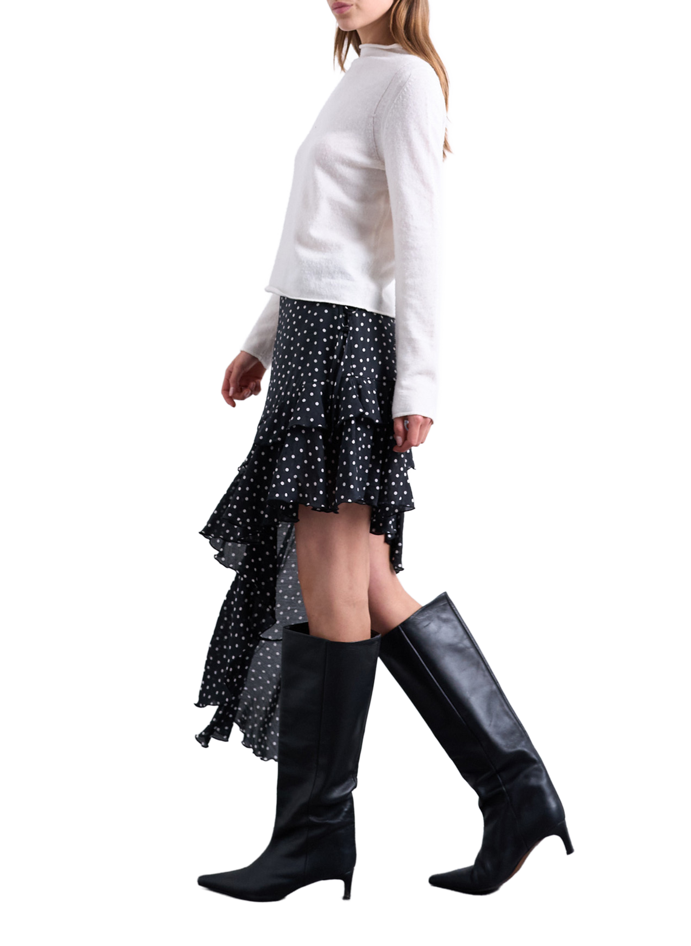 Short asymmetric skirt with pattern TOPSHOP Black