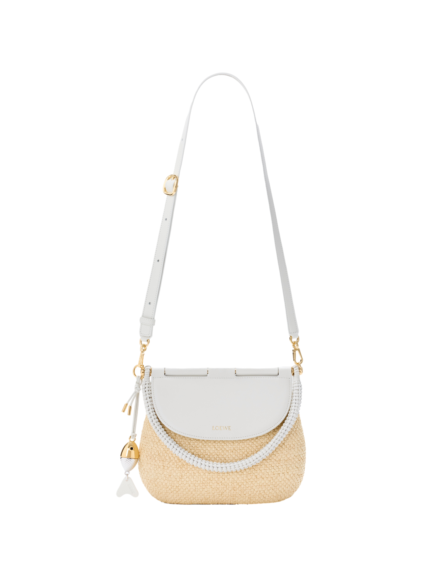 Medium Pescador bag in raffia and calf leather LOEWE Beige