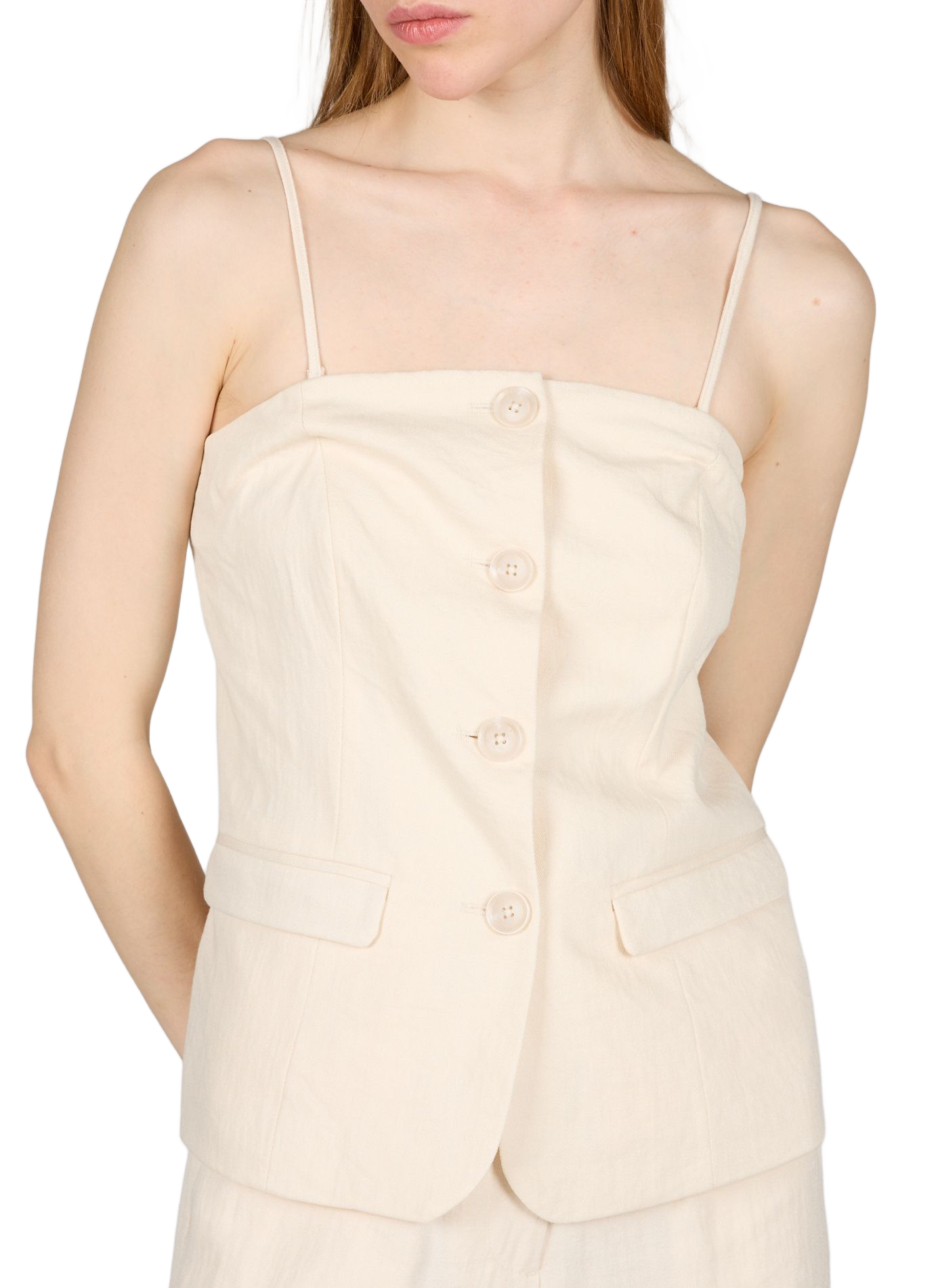 Buttoned strapless top with thin straps VILA