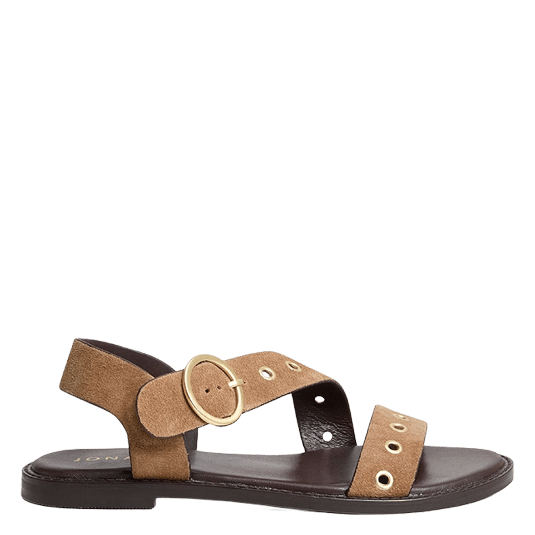 Sandales plates en cuir velours wouf JONAK Marron