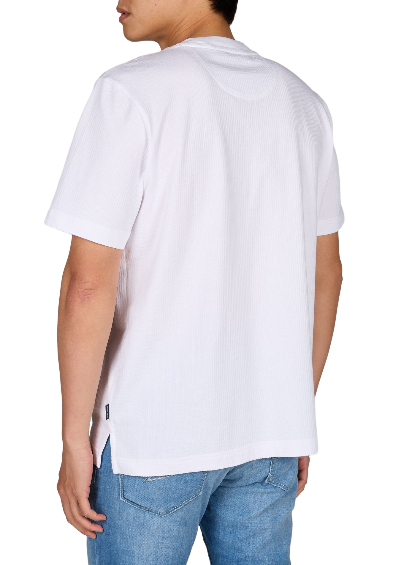 Maglietta a collo tondo in cotone testurizzato PIERRE CARDIN Bianco