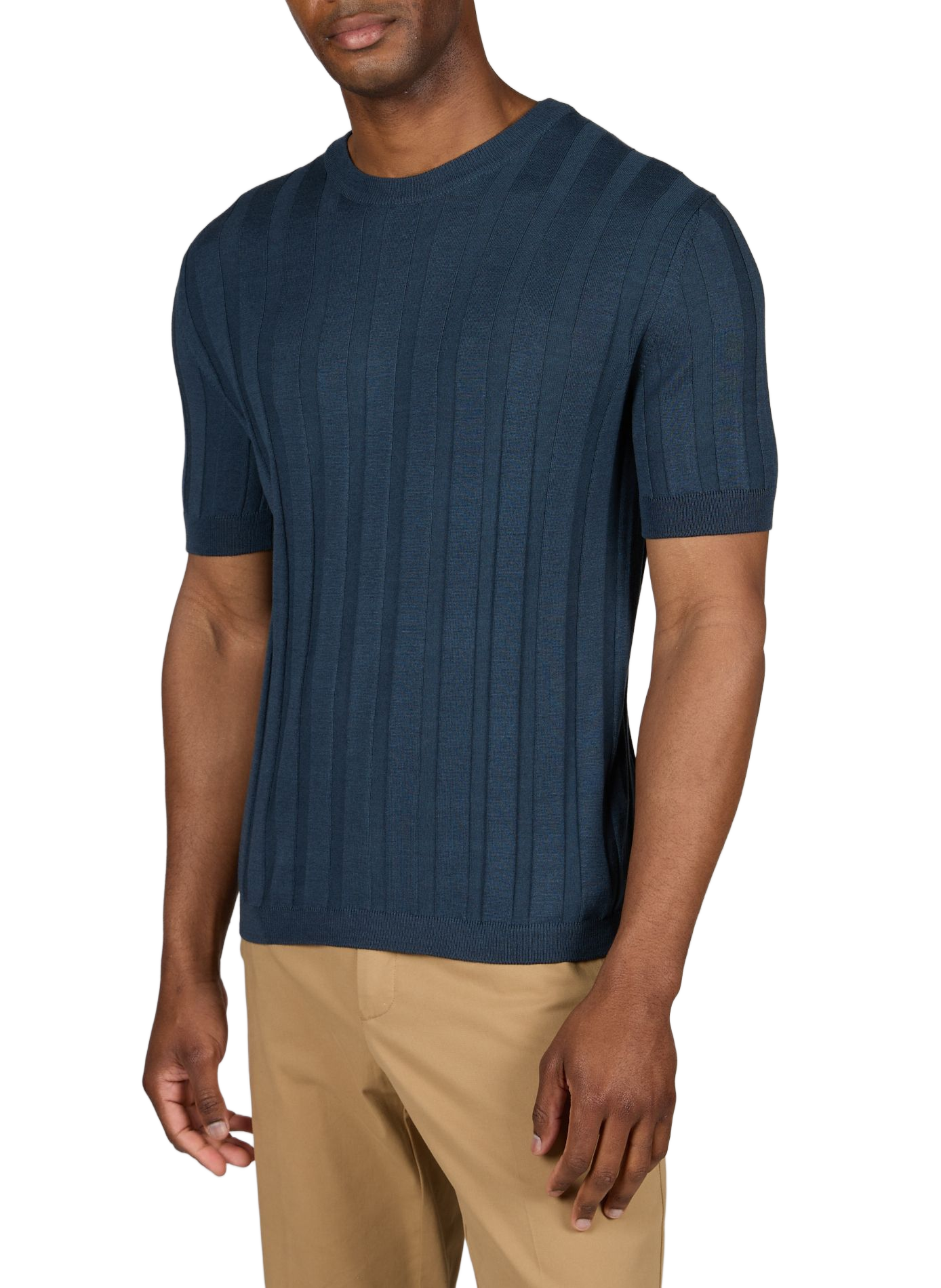 Gestricktes T-Shirt aus Seide und Baumwolle CRUNA Blau