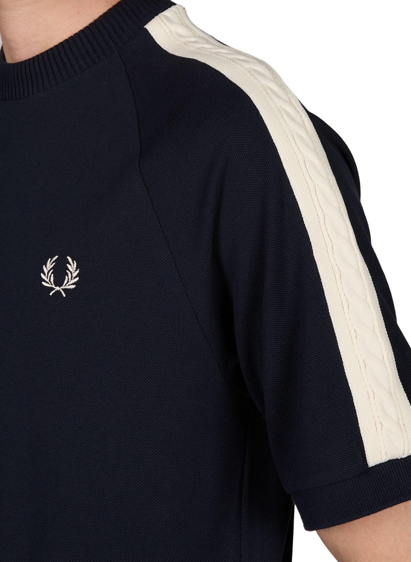T-shirt with twisted contrast stripes in cotton piqué FRED PERRY Blue