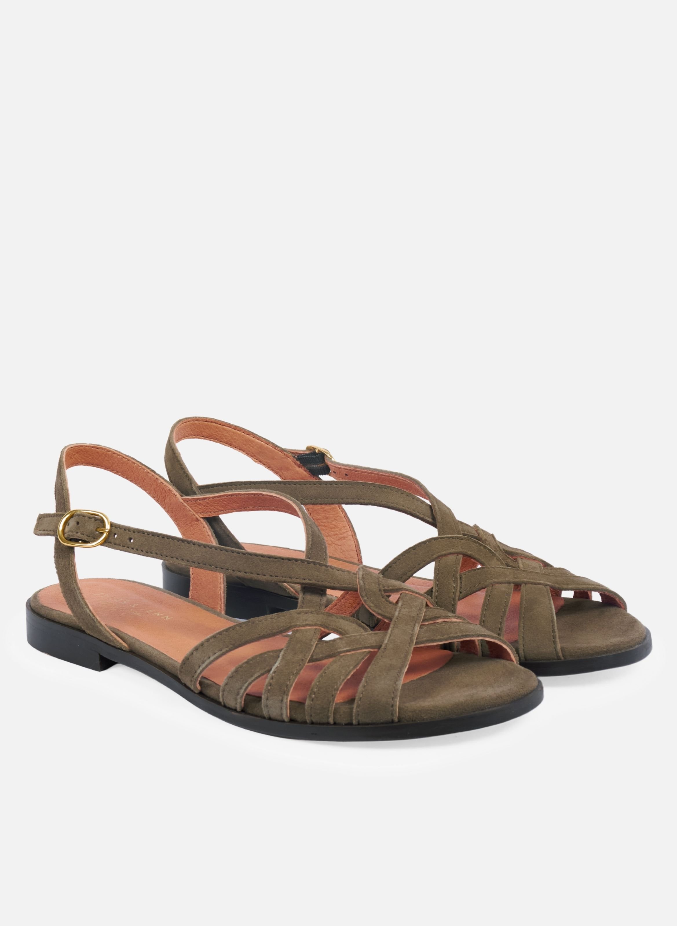 Platte sandalen met suède leren bandjes JULES & JENN Kaki