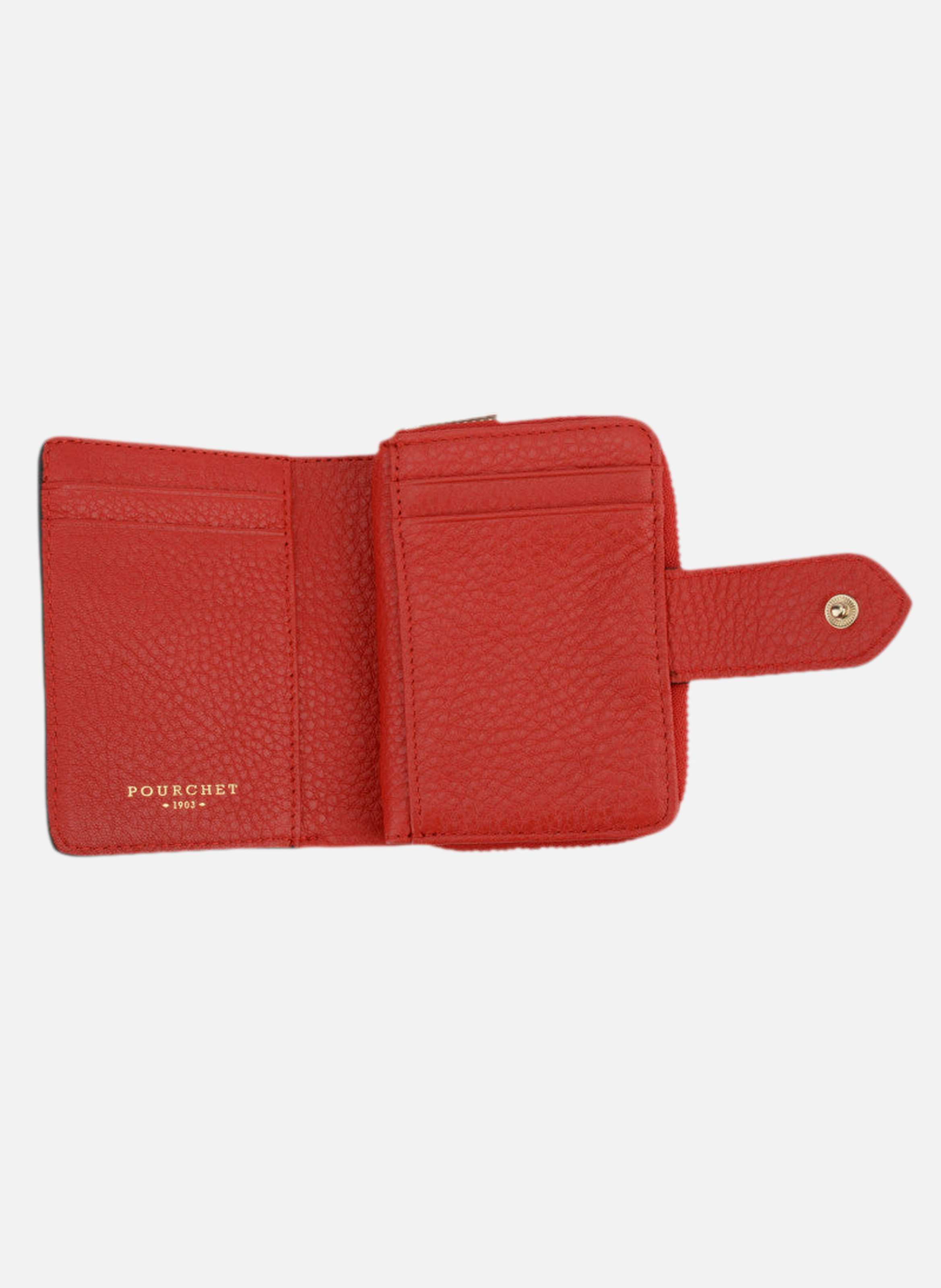 Club | porte monnaie à rabat en cuir de veau | Rouge POURCHET Femme