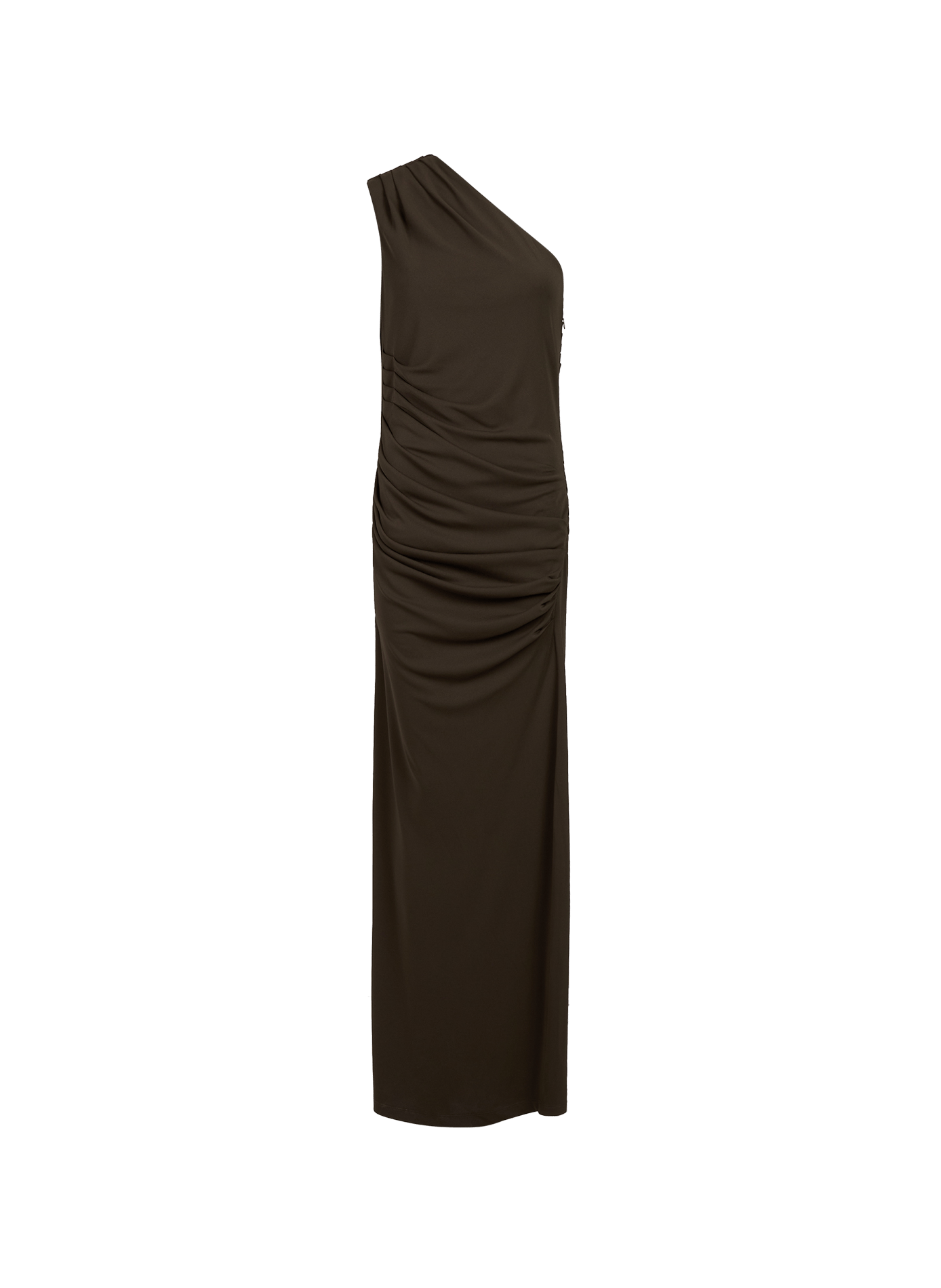 Jurk met gerimpelde details, asymmetrische mouw en split ROTATE Groen