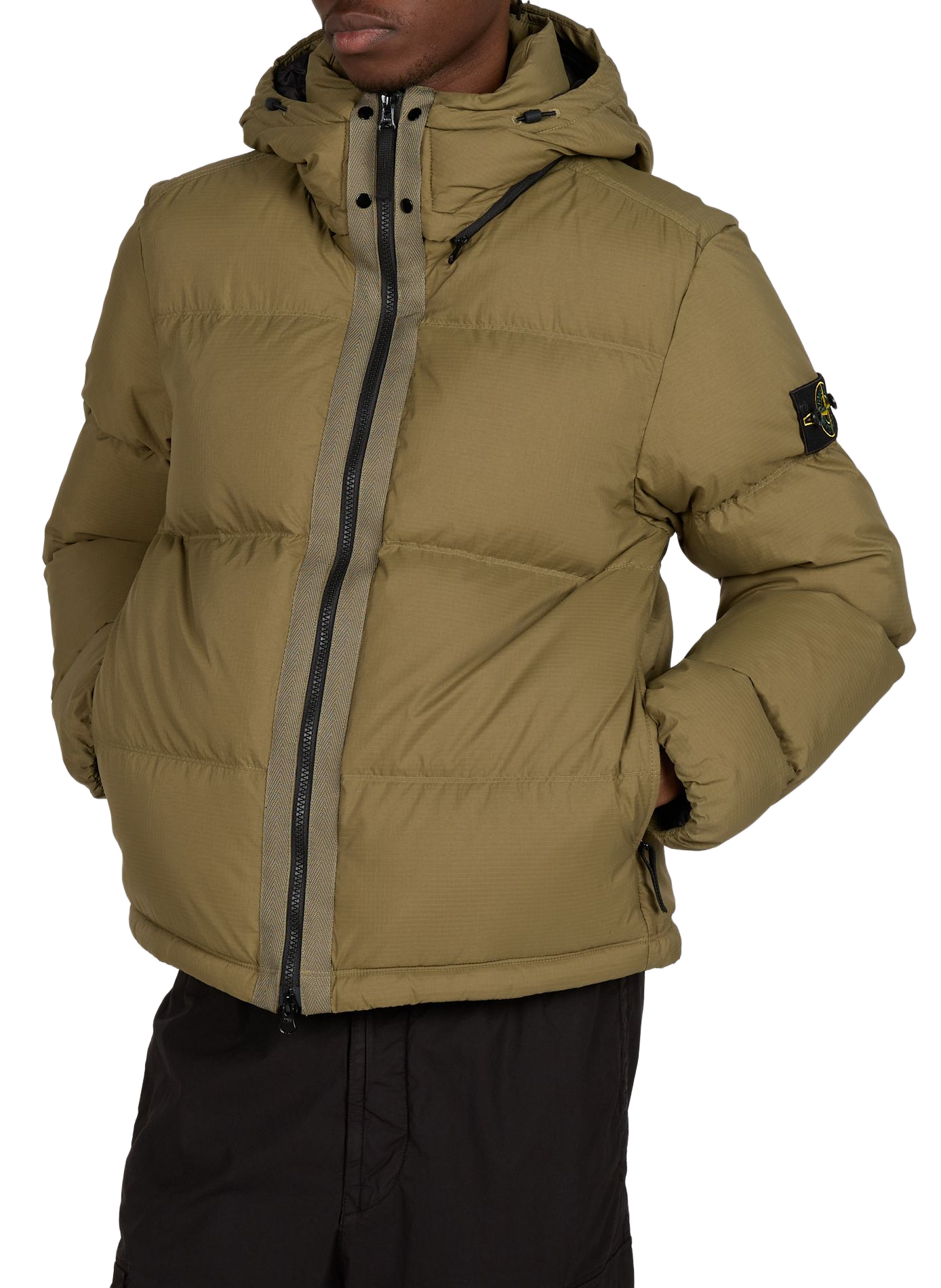 Short quilted puffer jacket STONE ISLAND Khaki