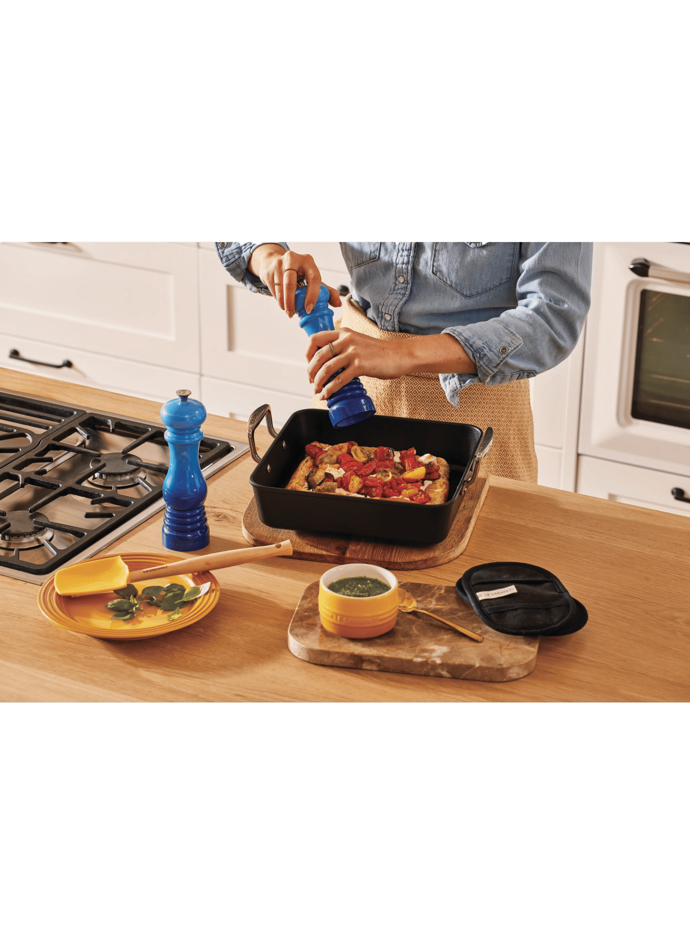 Quadratisches Antihaft-Bratgericht Les Forgées aus Gusseisen LE CREUSET Schwarz