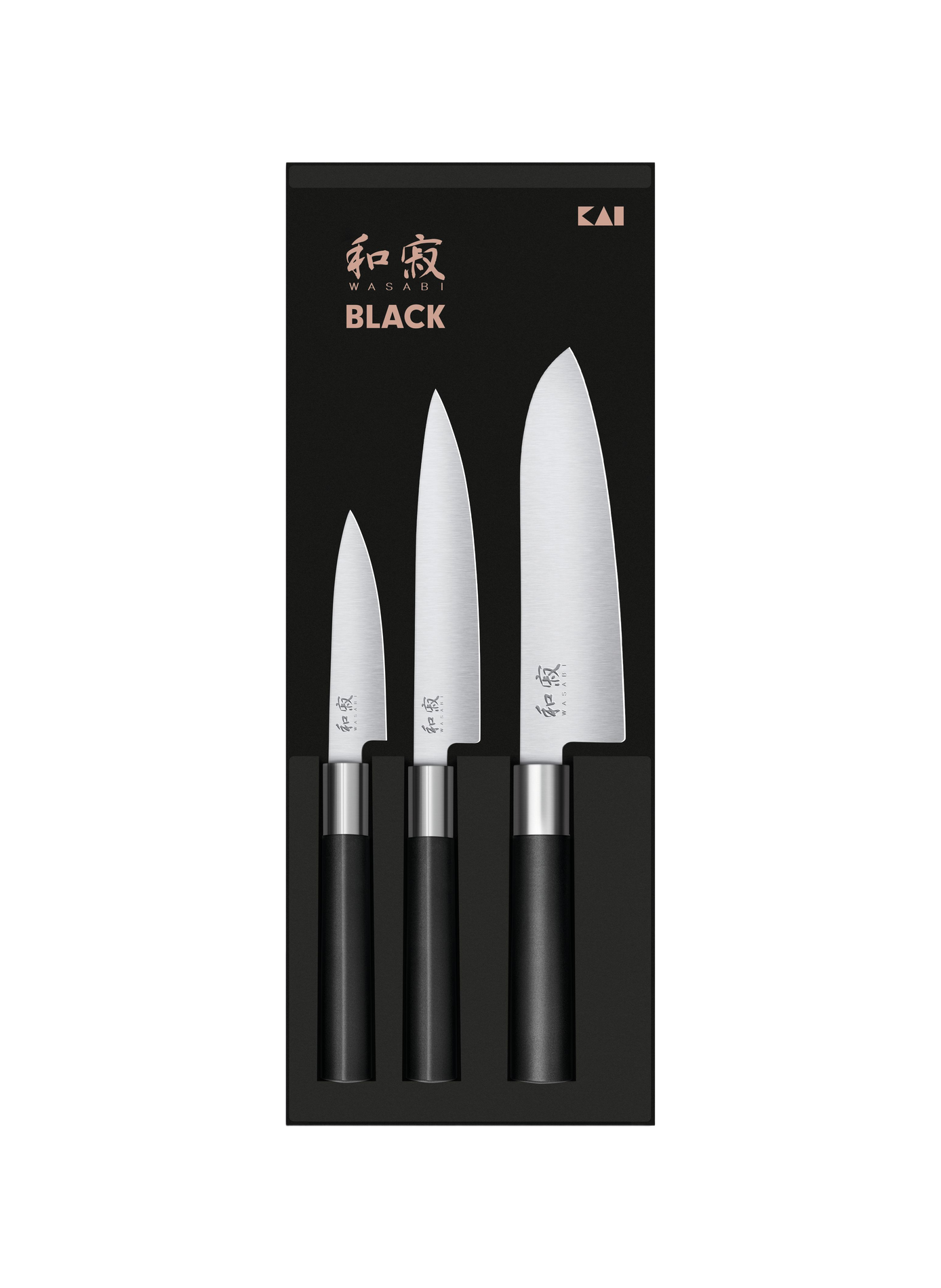 Set di 3 coltelli Wasabi Black in acciaio inossidabile KAI Nessun colore