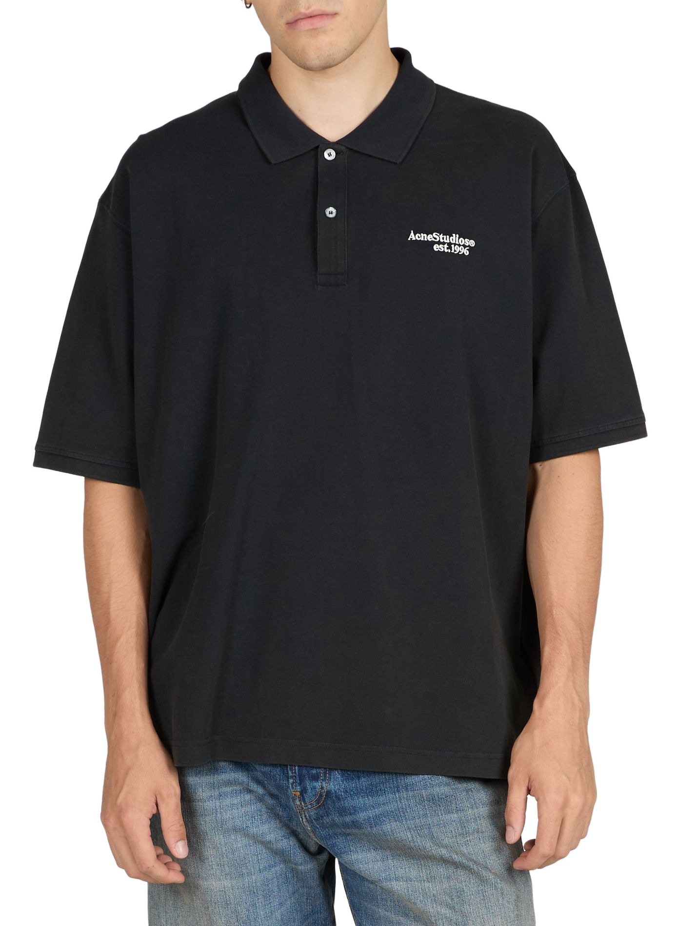 Polo oversize en coton ACNE STUDIOS Noir