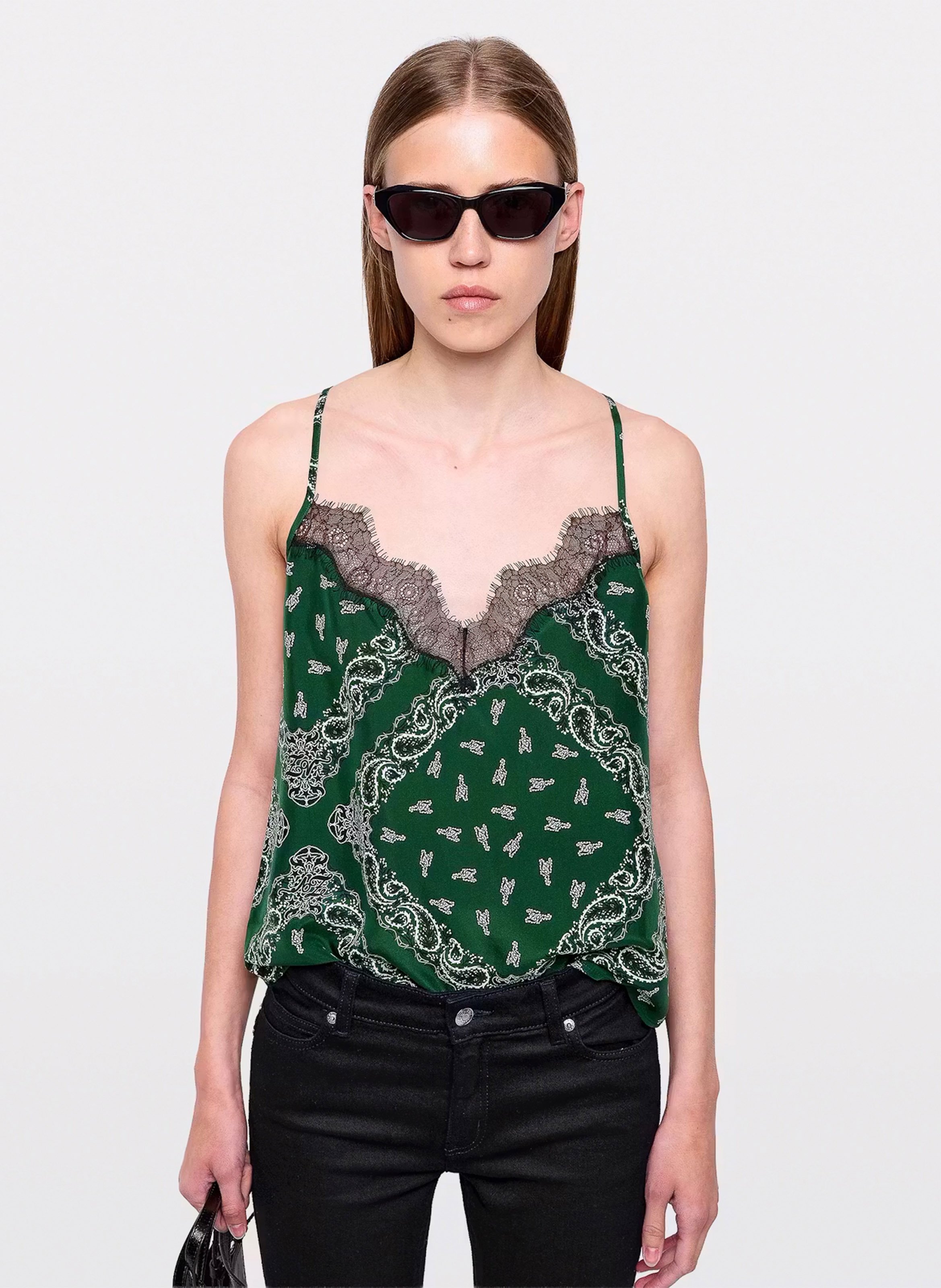 Zijden bedrukte camisole Cespa ZADIG&VOLTAIRE Groen