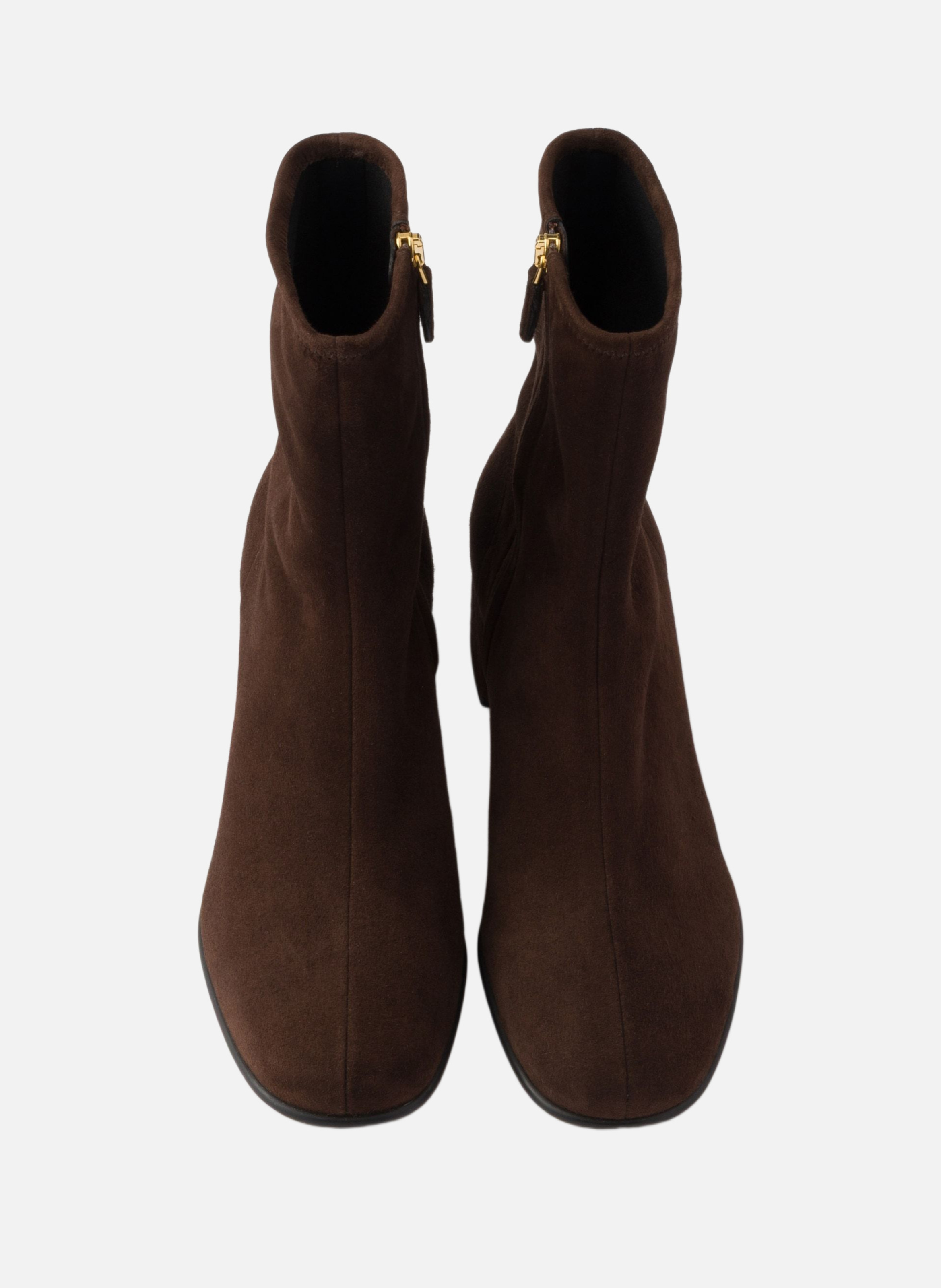Bottines stretch en veau velours PRADA Marron