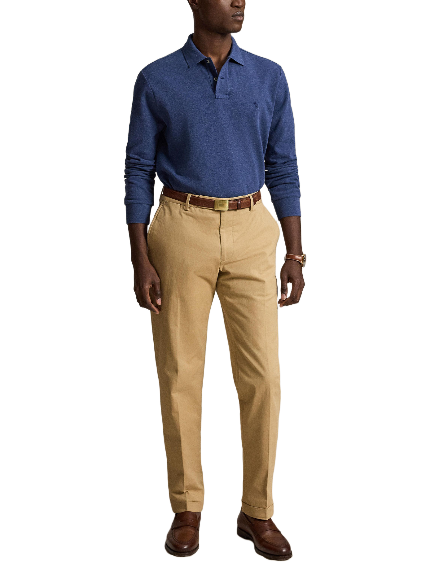 Langarm-Polo aus Baumwollpiqué POLO RALPH LAUREN Blau
