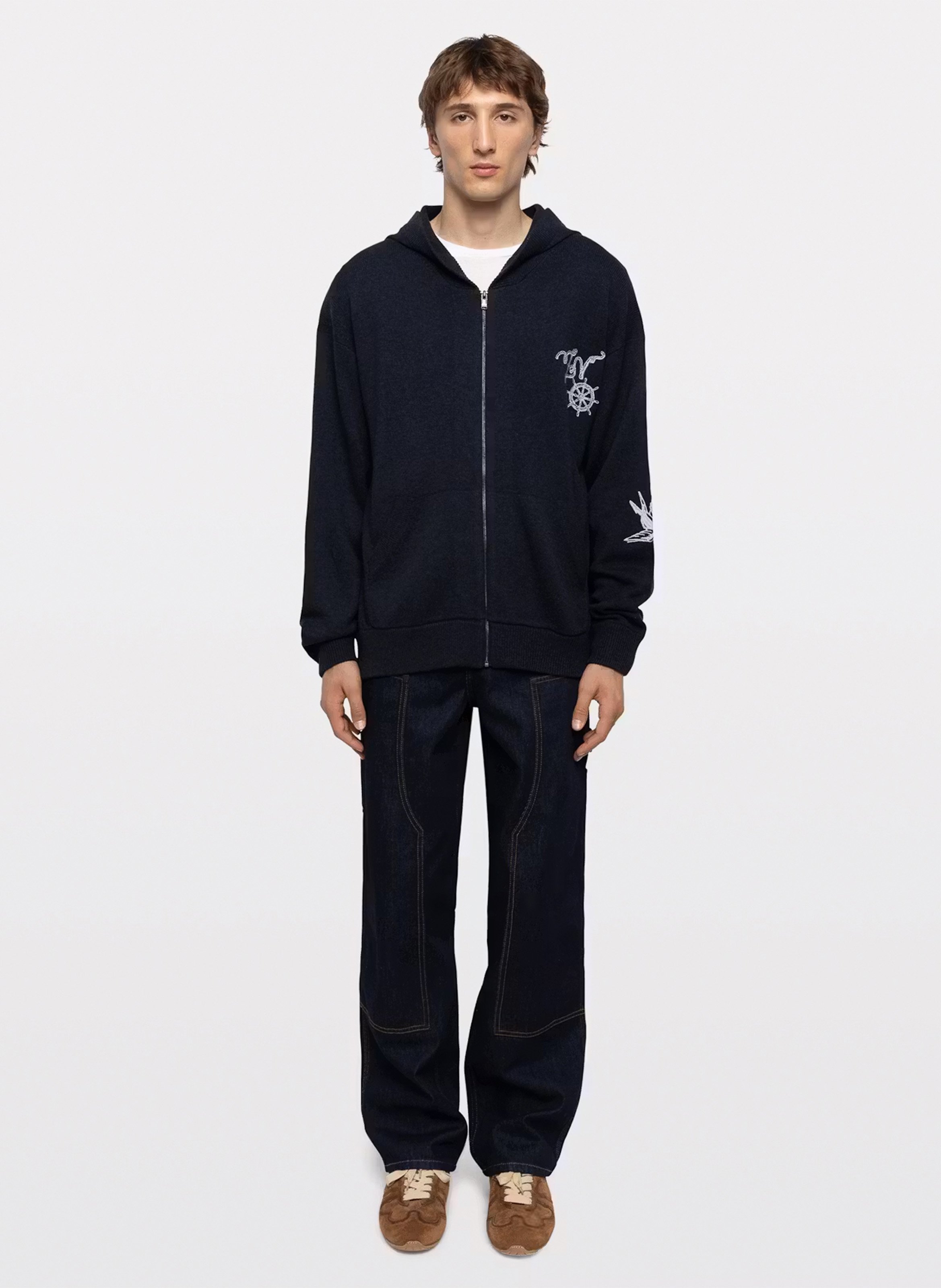 Losse gebreide sweatshirt met rits in gemengde wol camillo ZADIG&VOLTAIRE Blauw