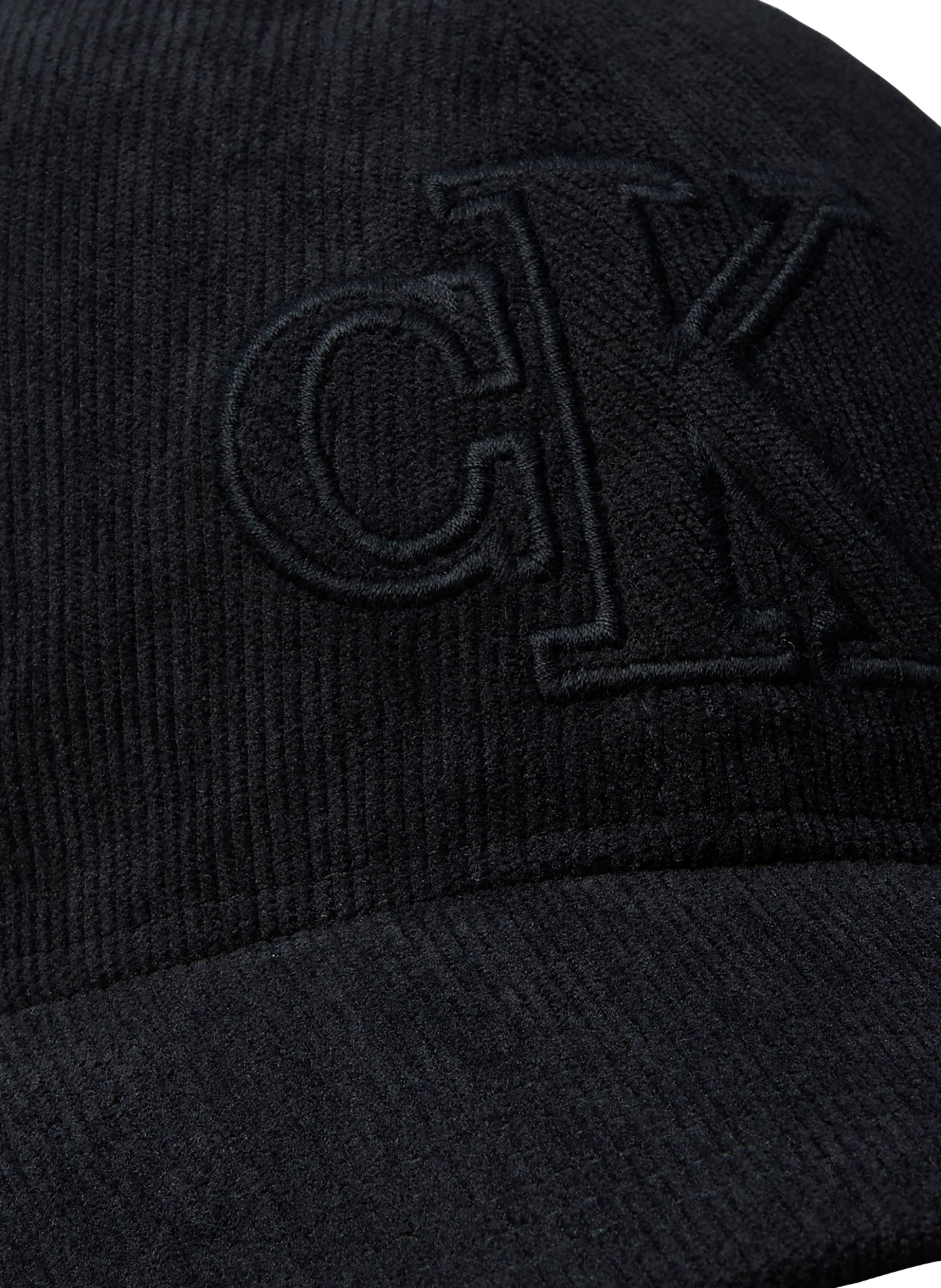 Ribfluwelen pet met geborduurd logo CALVIN KLEIN Zwart