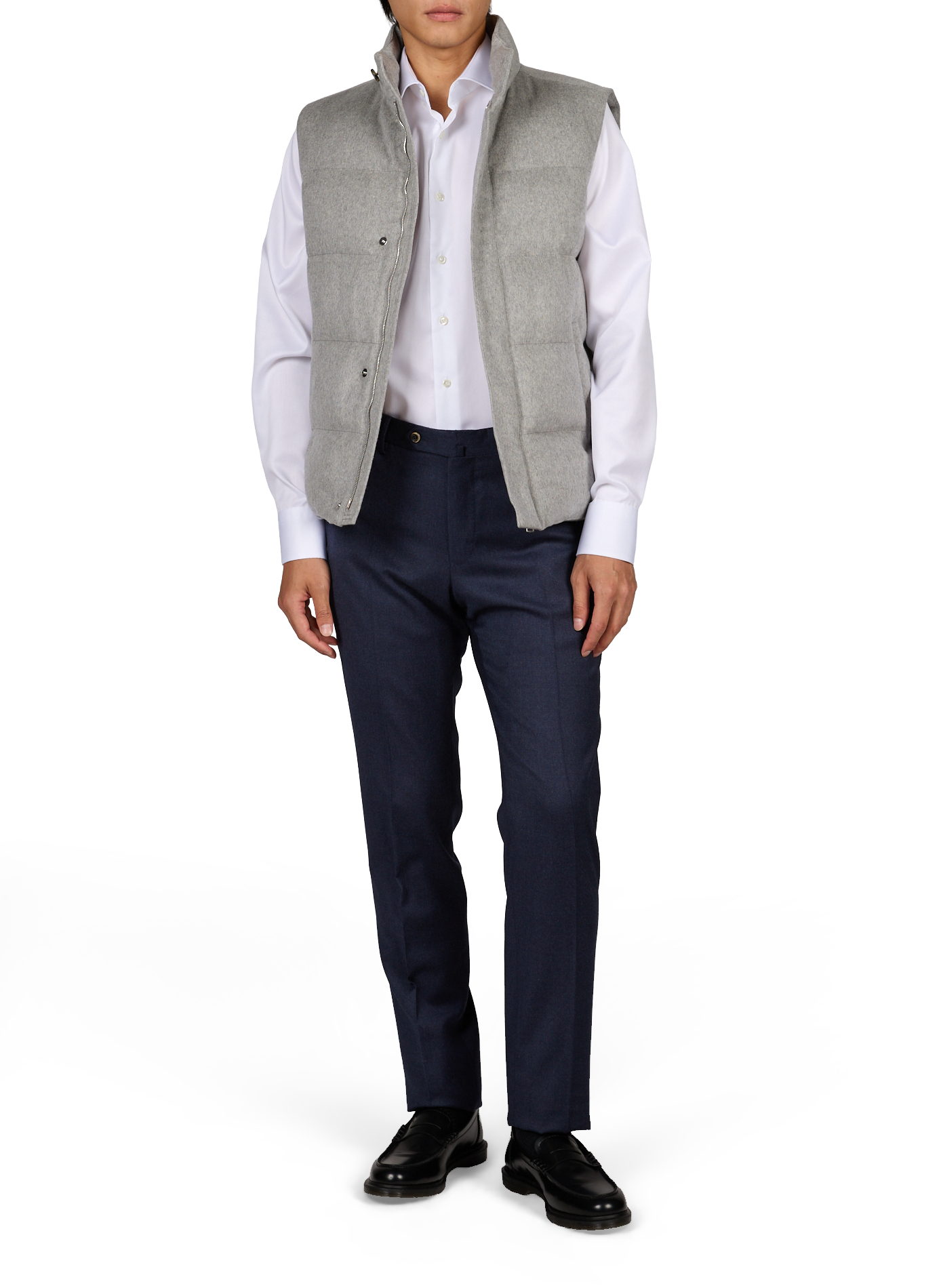 Sleeveless wool and cashmere vest AURELIEN Grey