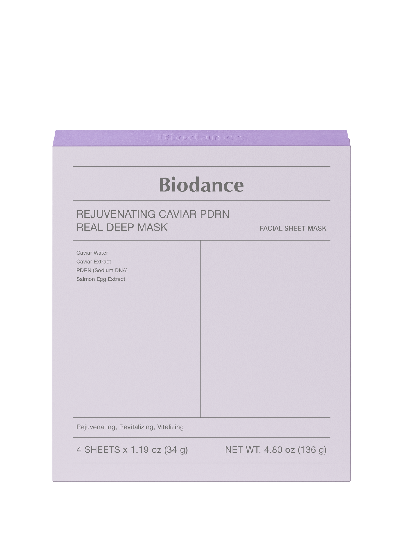 Pack de 4 masques régénérants au Pdrn et Caviar BIODANCE No color