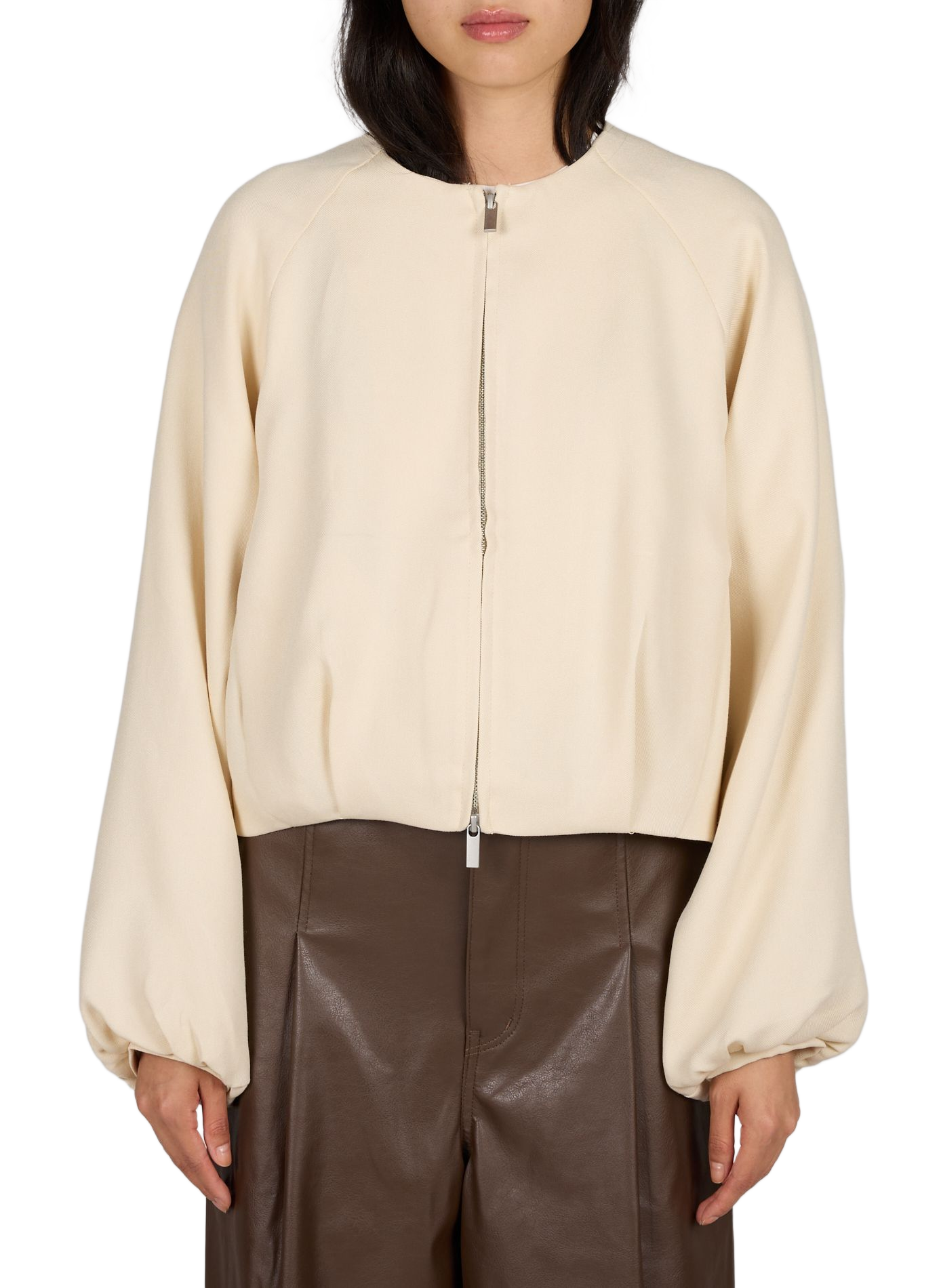 Ritssluiting jas met lange mouwen MSCH Beige