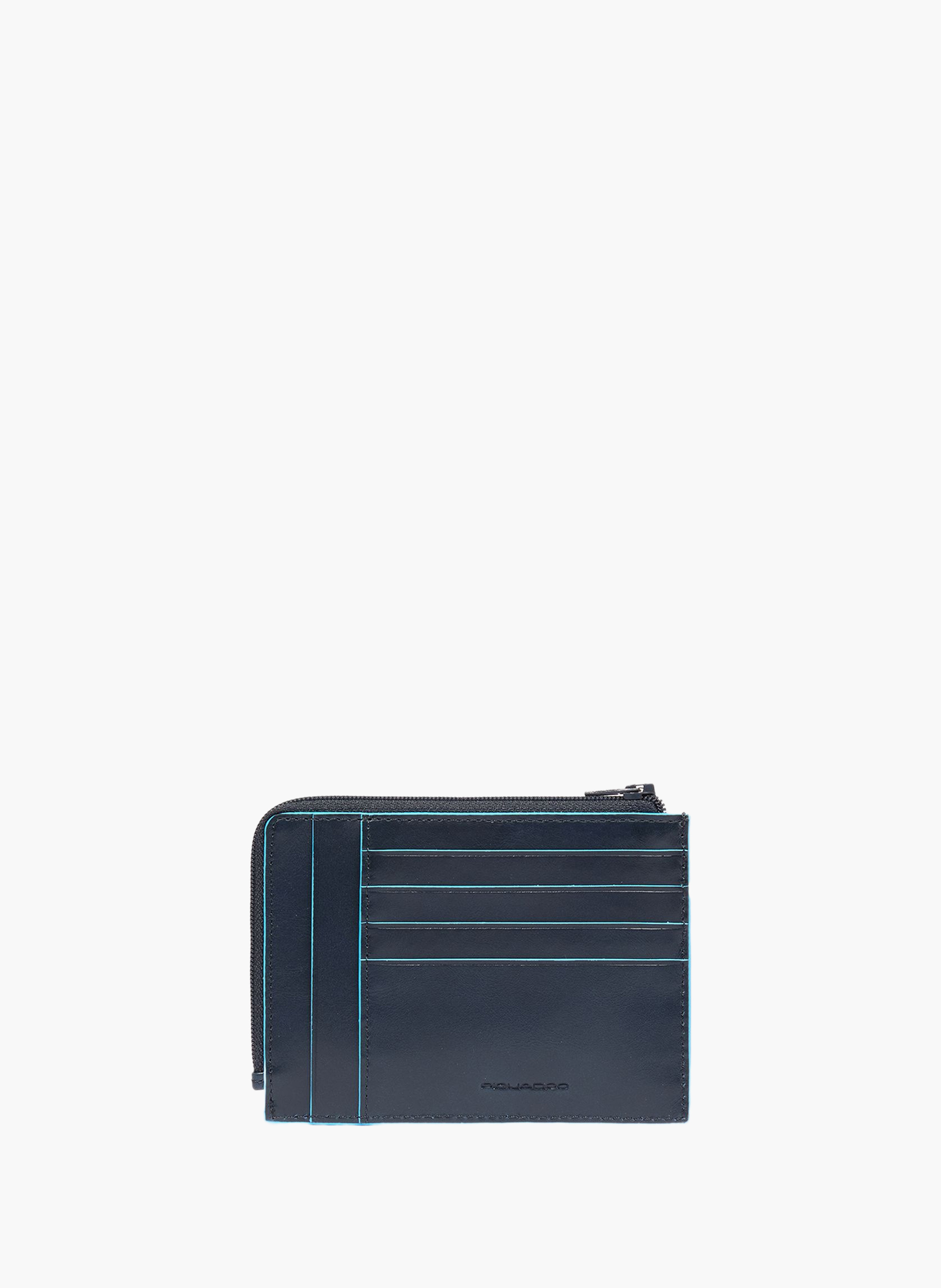 Portemonnee met ritssluiting voor heren met creditcardhouder. PIQUADRO Blauw