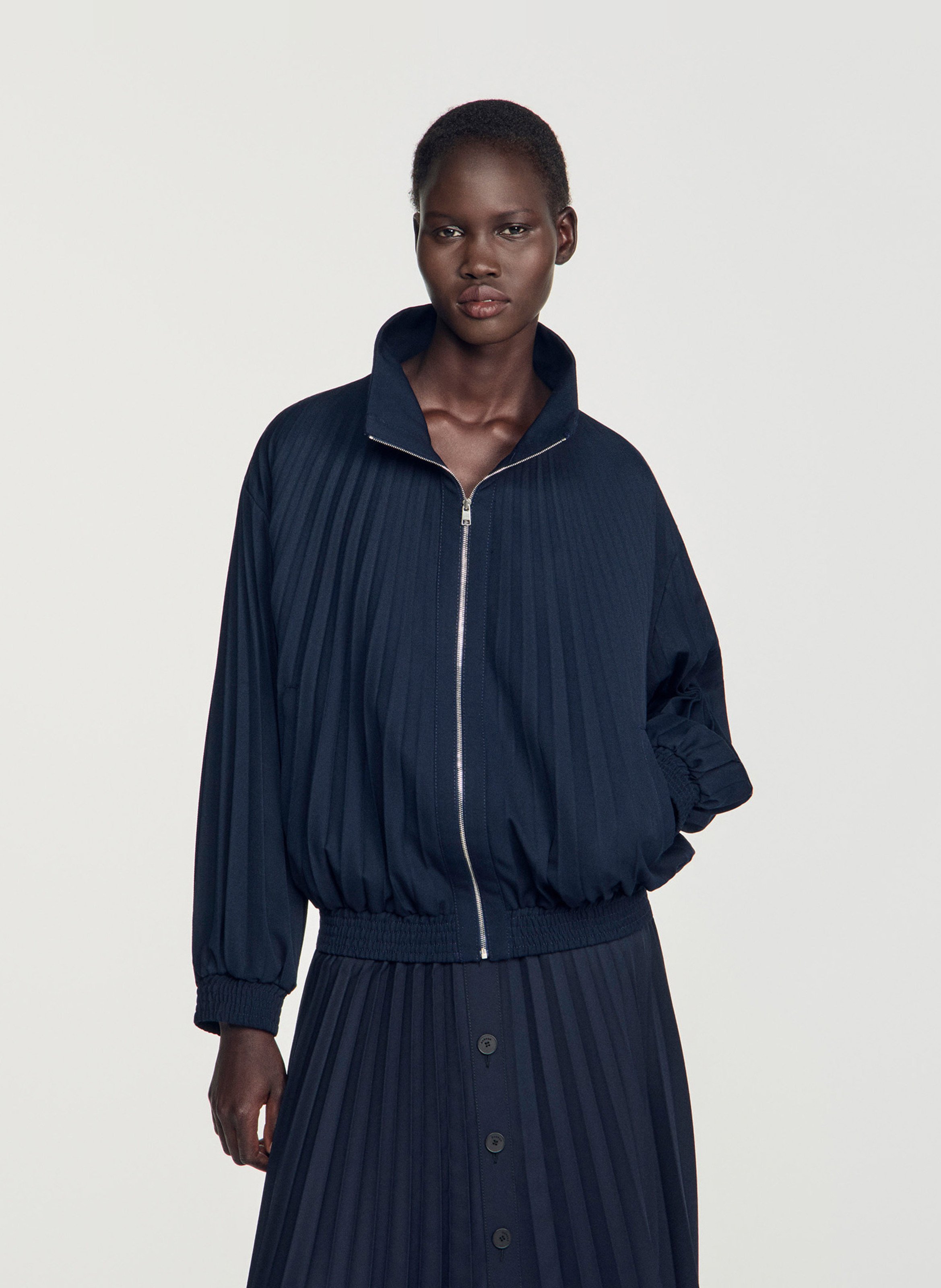 Veste oversize plissée SANDRO Bleu