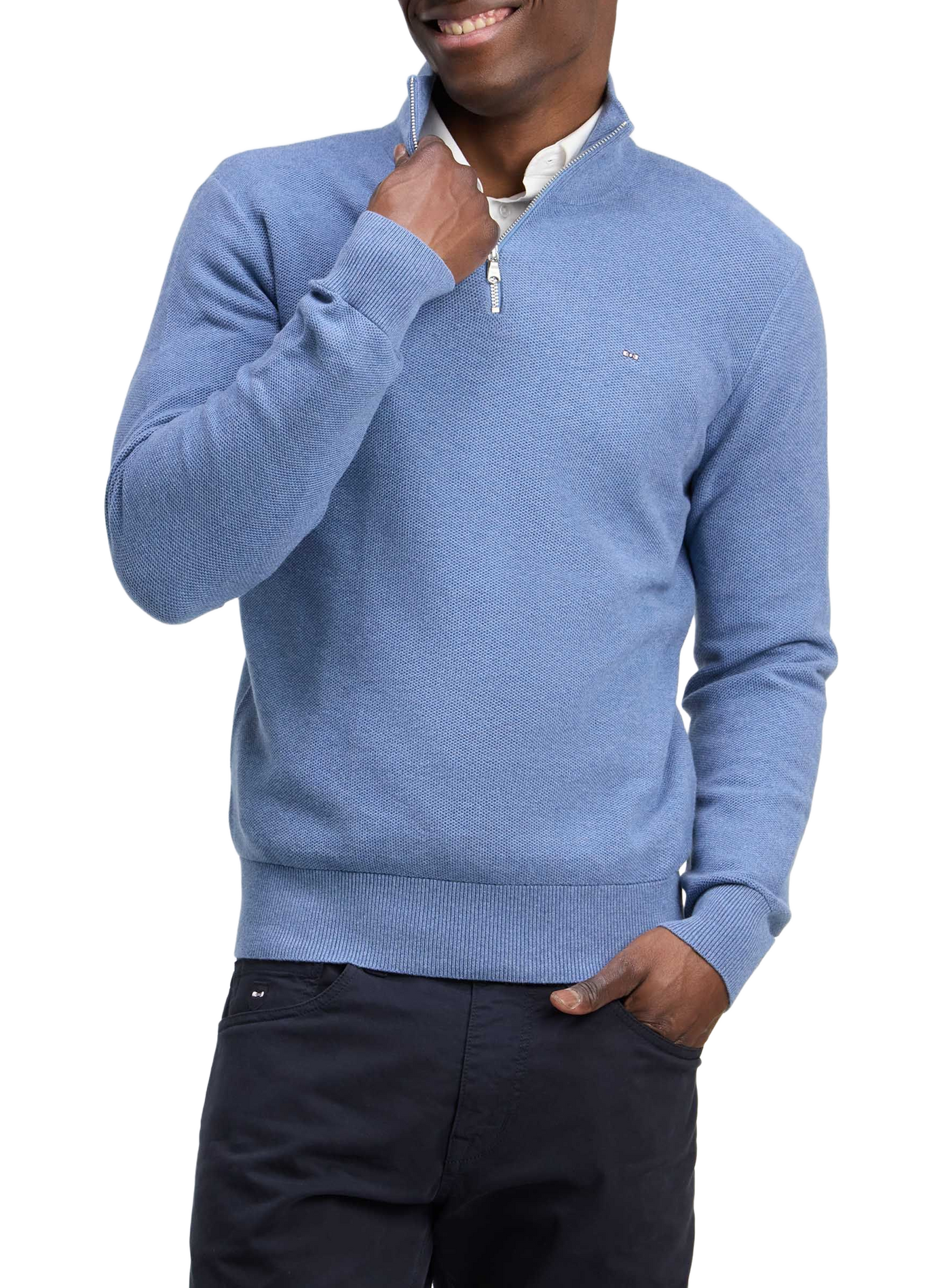Pull col montant en coton EDEN PARK Blue