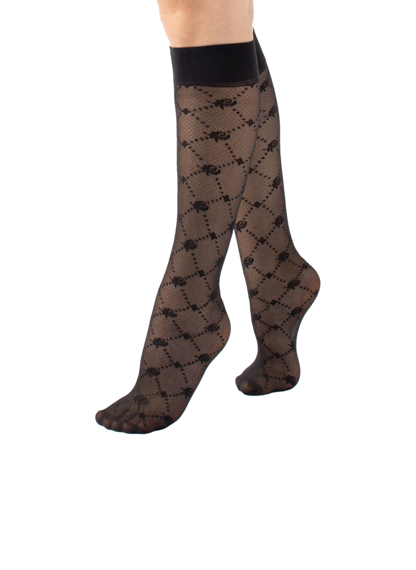 Mi-bas à motif fleuri CETTE Black