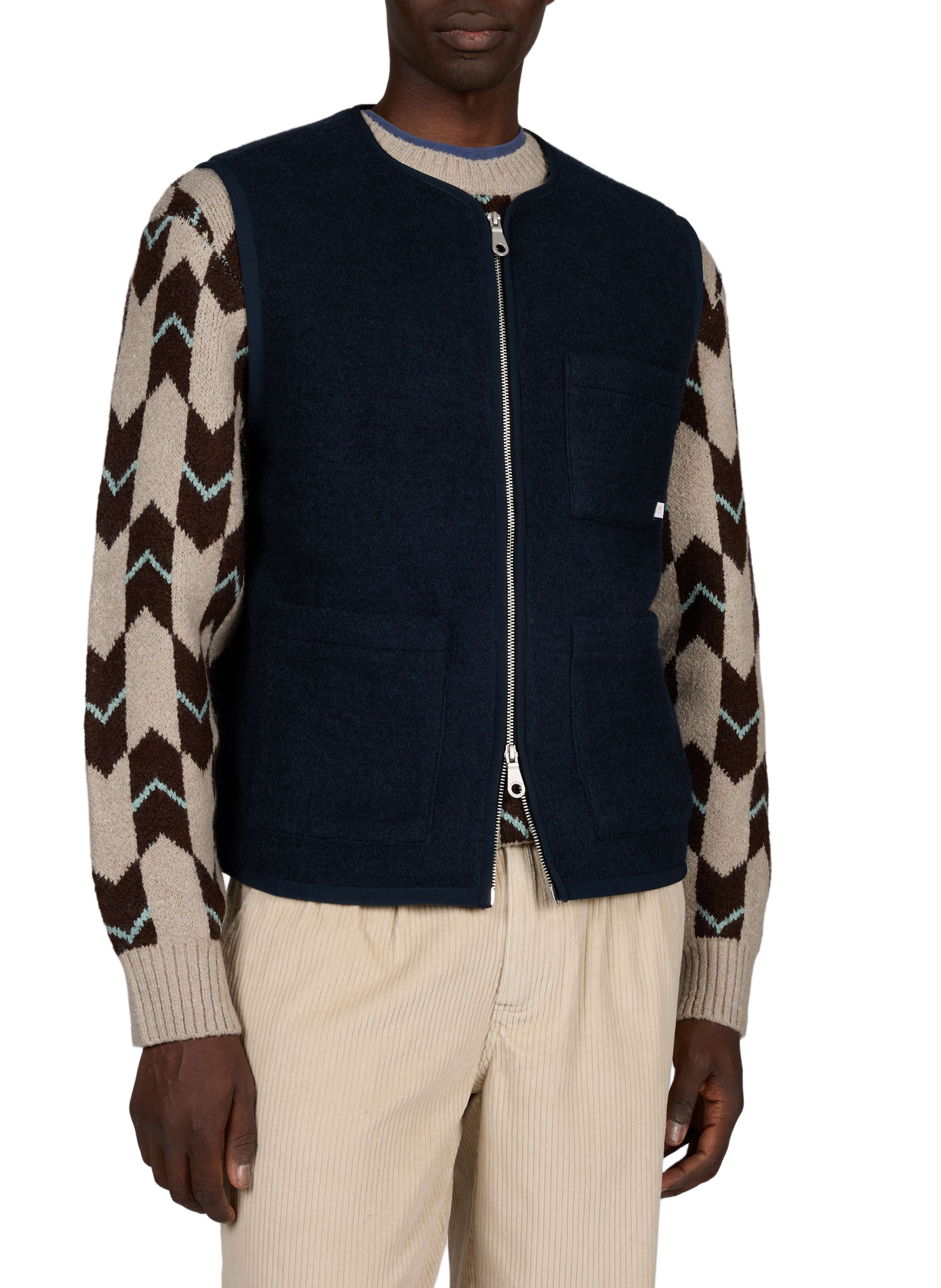 Mouwloos vest van gemengde wol FARAH Blauw