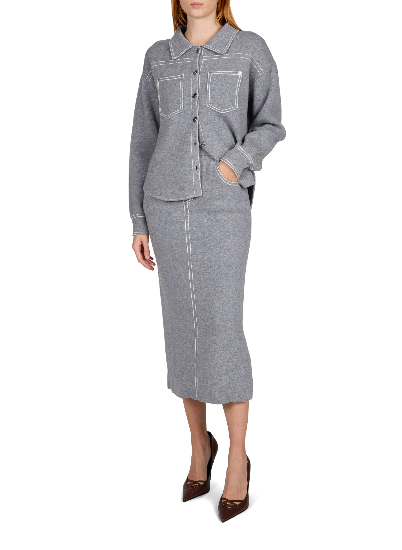 Oversized Mia-gilet van wol BERENICE Grijs
