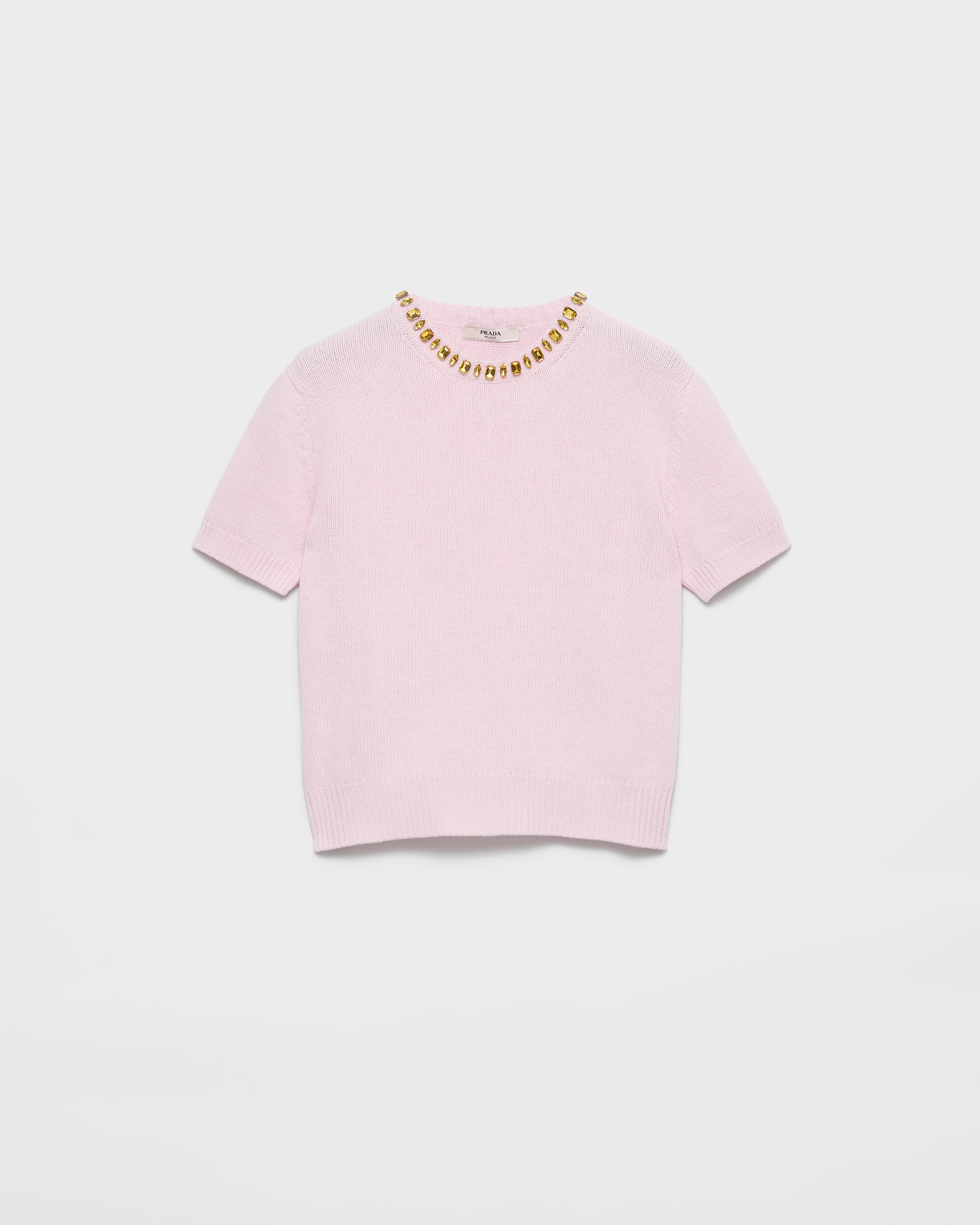 Pull à col rond en laine et cachemire PRADA Rose