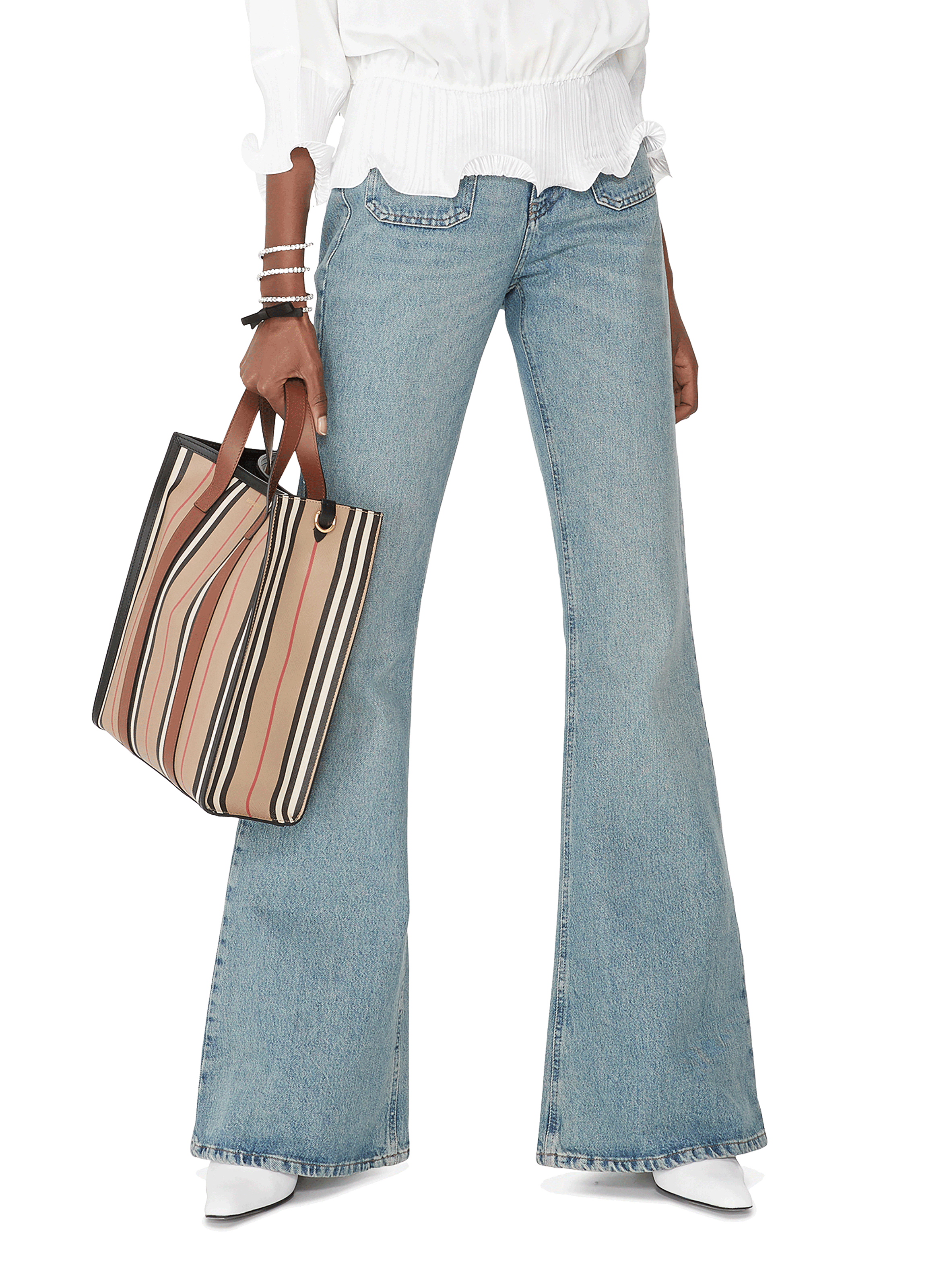 Flared jeans in washed denim MIU MIU Blauw
