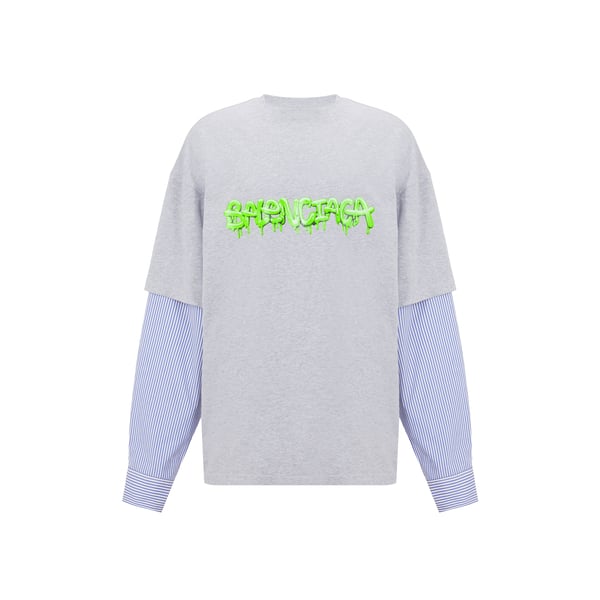 T-shirt manches chemise rayée en coton