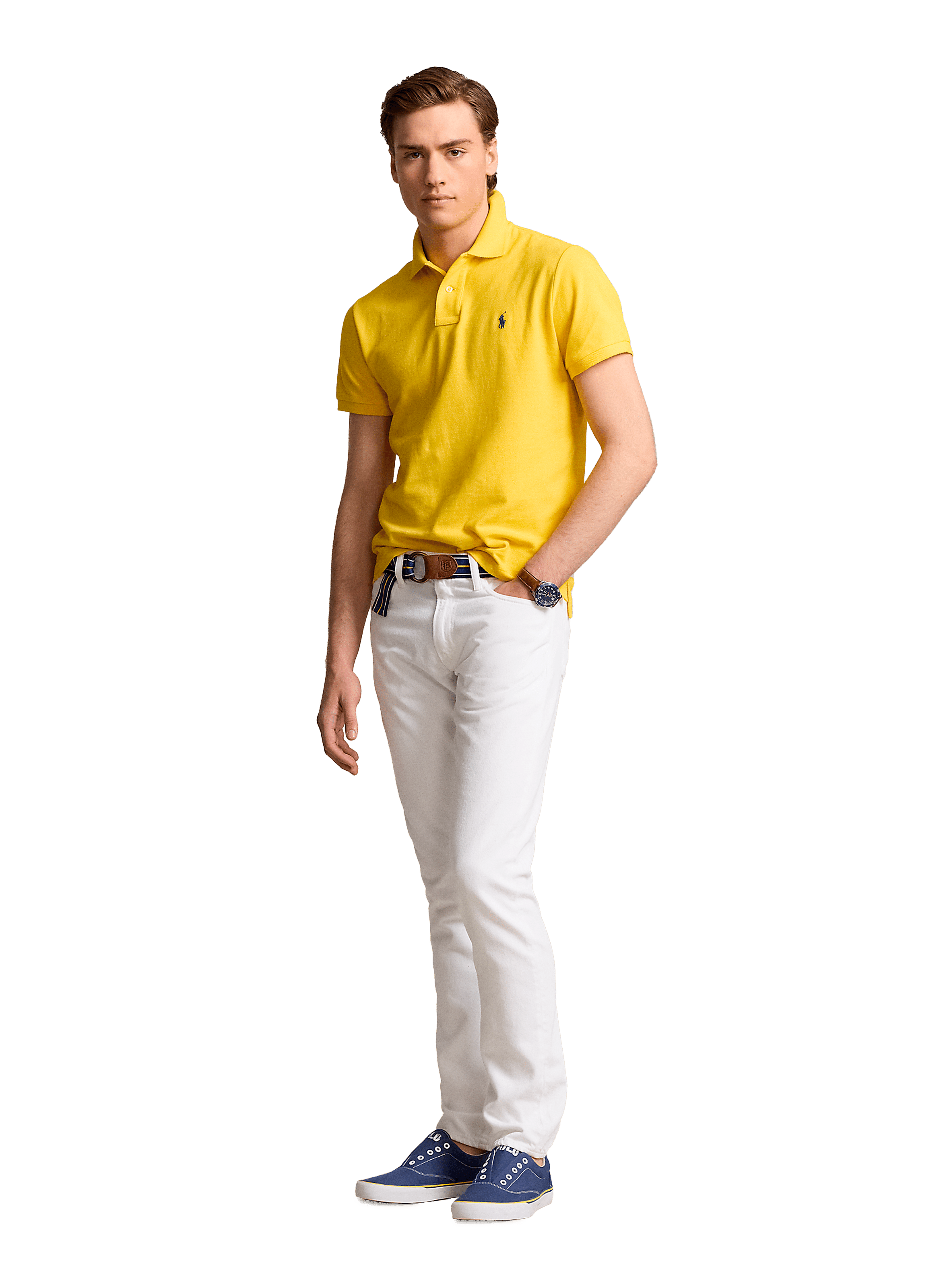 Polo à manches courtes en coton Jaune