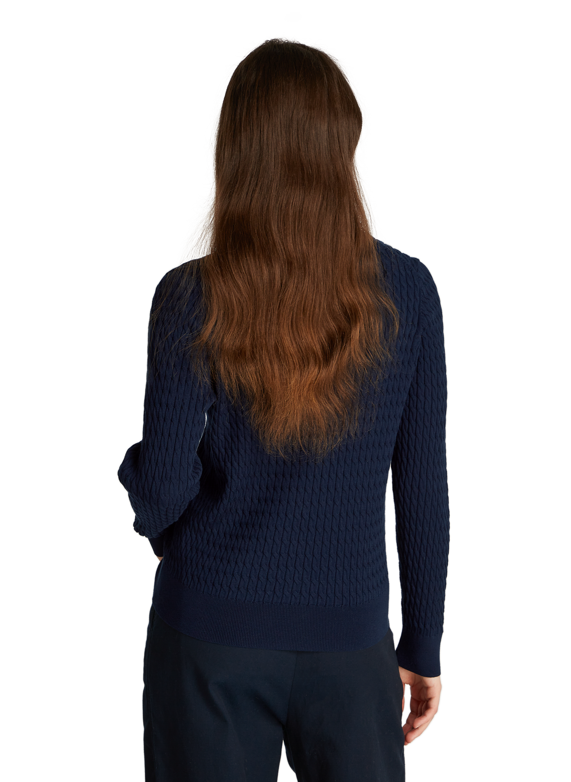 Pull col V en coton TOMMY HILFIGER Bleu