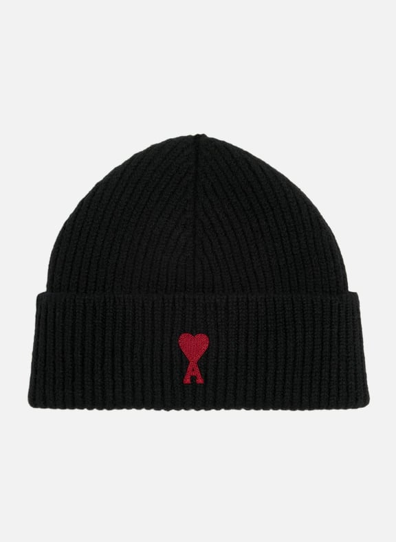 Bonnet ami de coeur rouge unisexe Noir by AMI PARIS AMI PARIS Bonnet ami de coeur rouge unisexe Noir