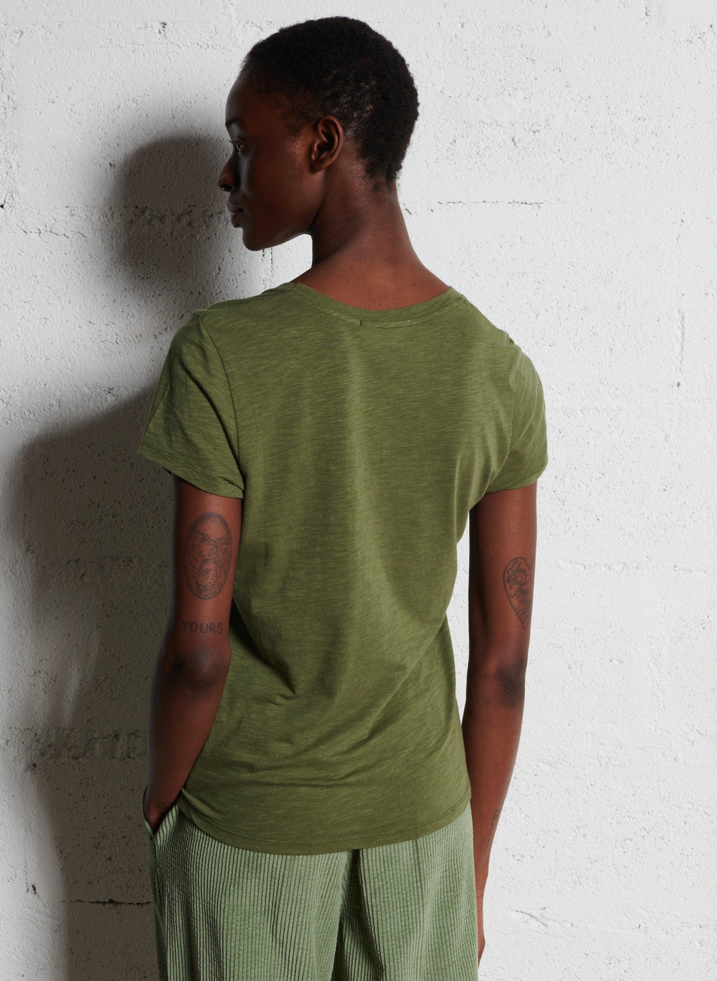 Tee-shirt col rond en coton mélangé jacksonville AMERICAN VINTAGE Vert