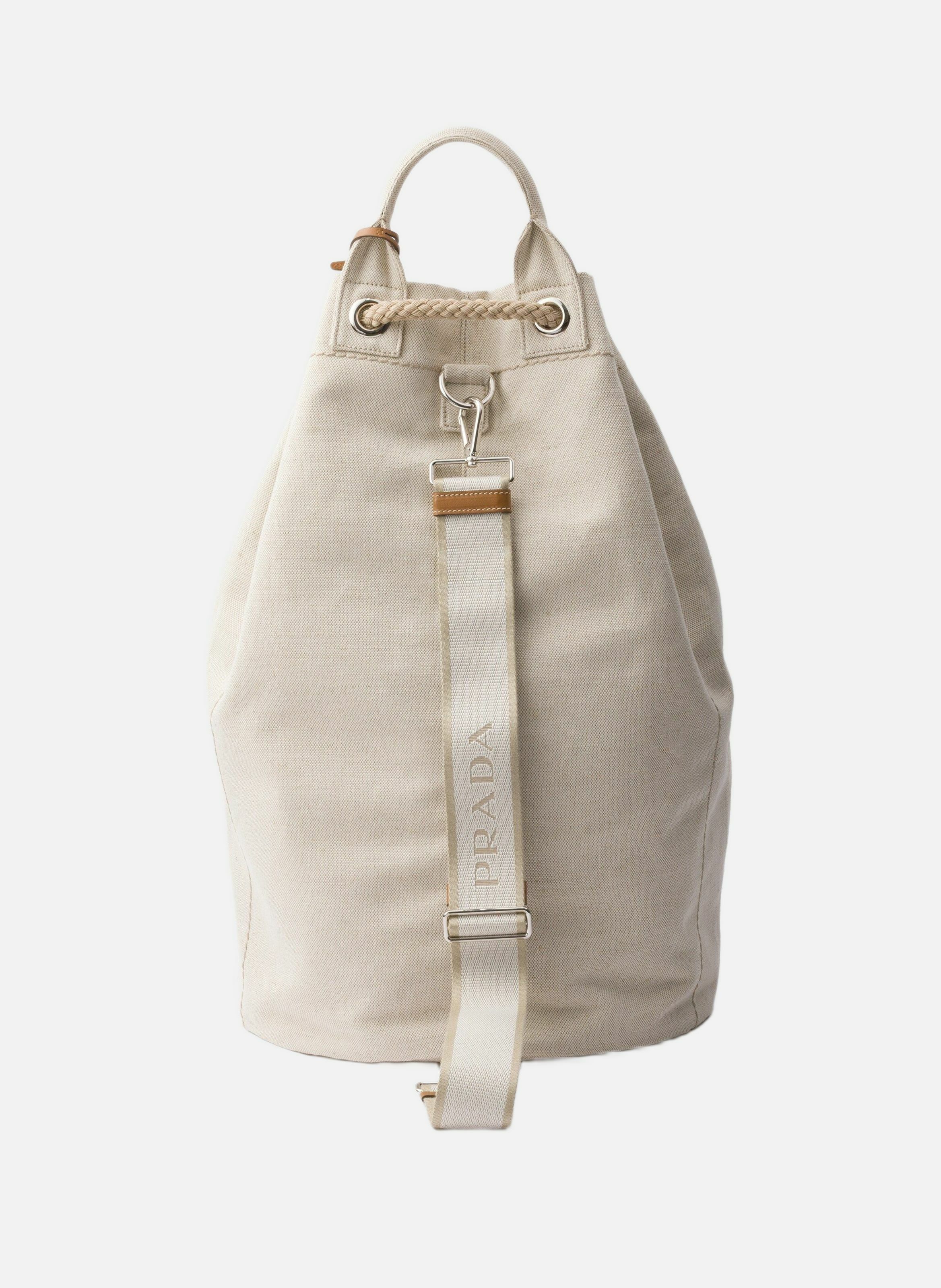 Sac marin en lin mélangé avec cordon de serrage PRADA Beige
